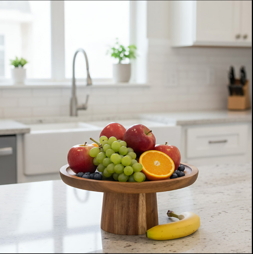 Anygleam Natural Wood Wooden Cake Stand Food Kitchen Tableware