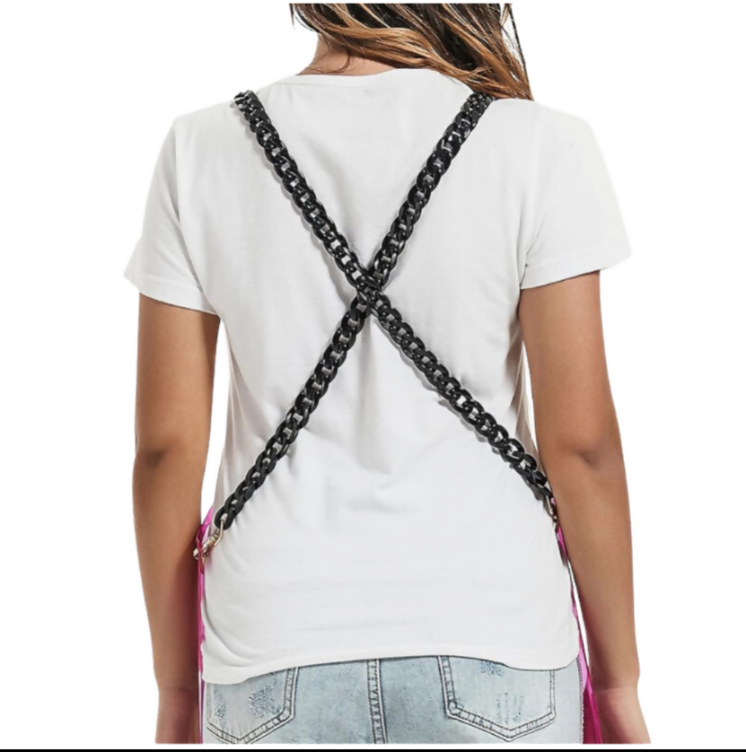 Anypron Barber Apron Pink Waterproof Cross-Back 3 Pockets for Stylists