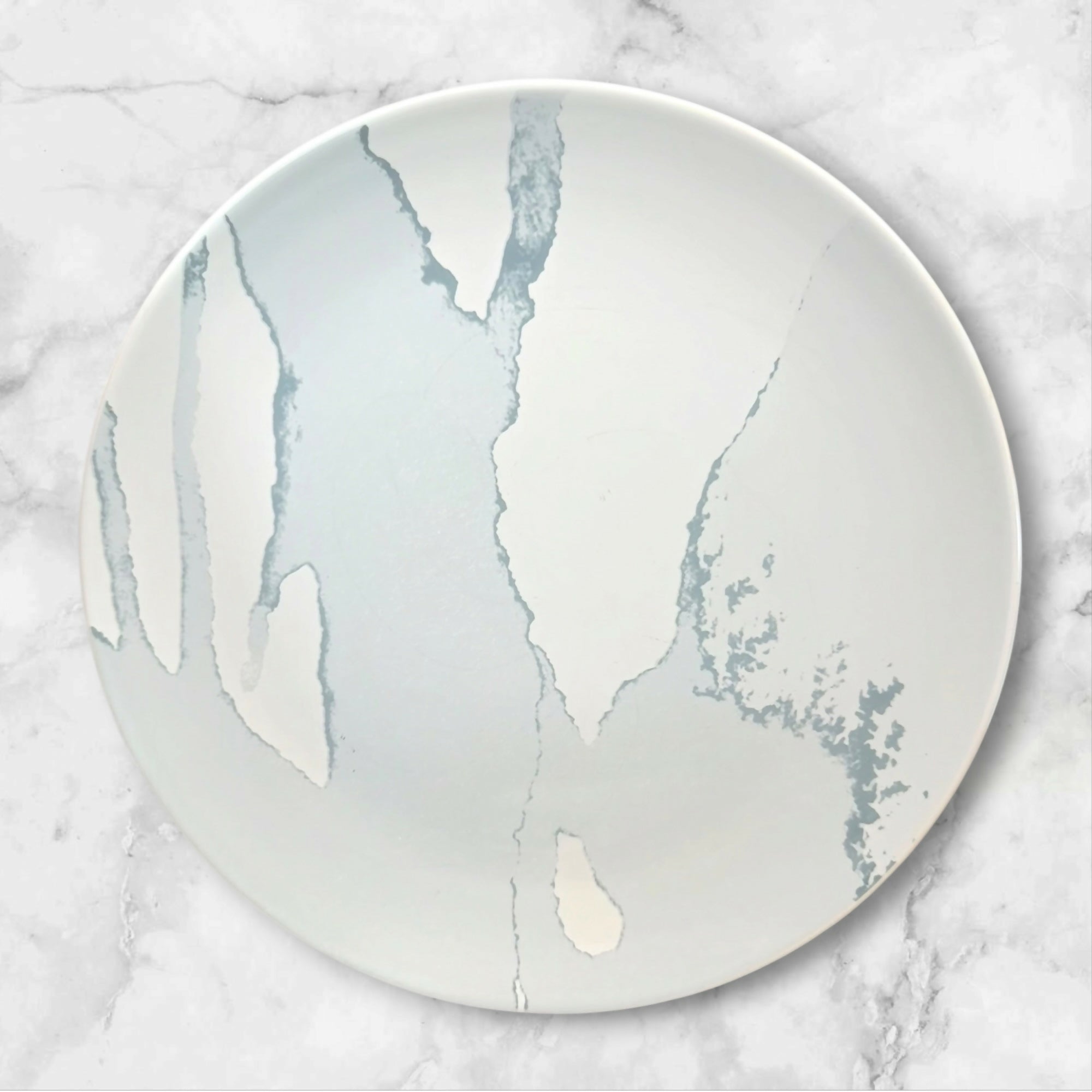 IKEA Behaga Turquoise Blue White Grey Dinner Plates | Set of 3 Vintage
