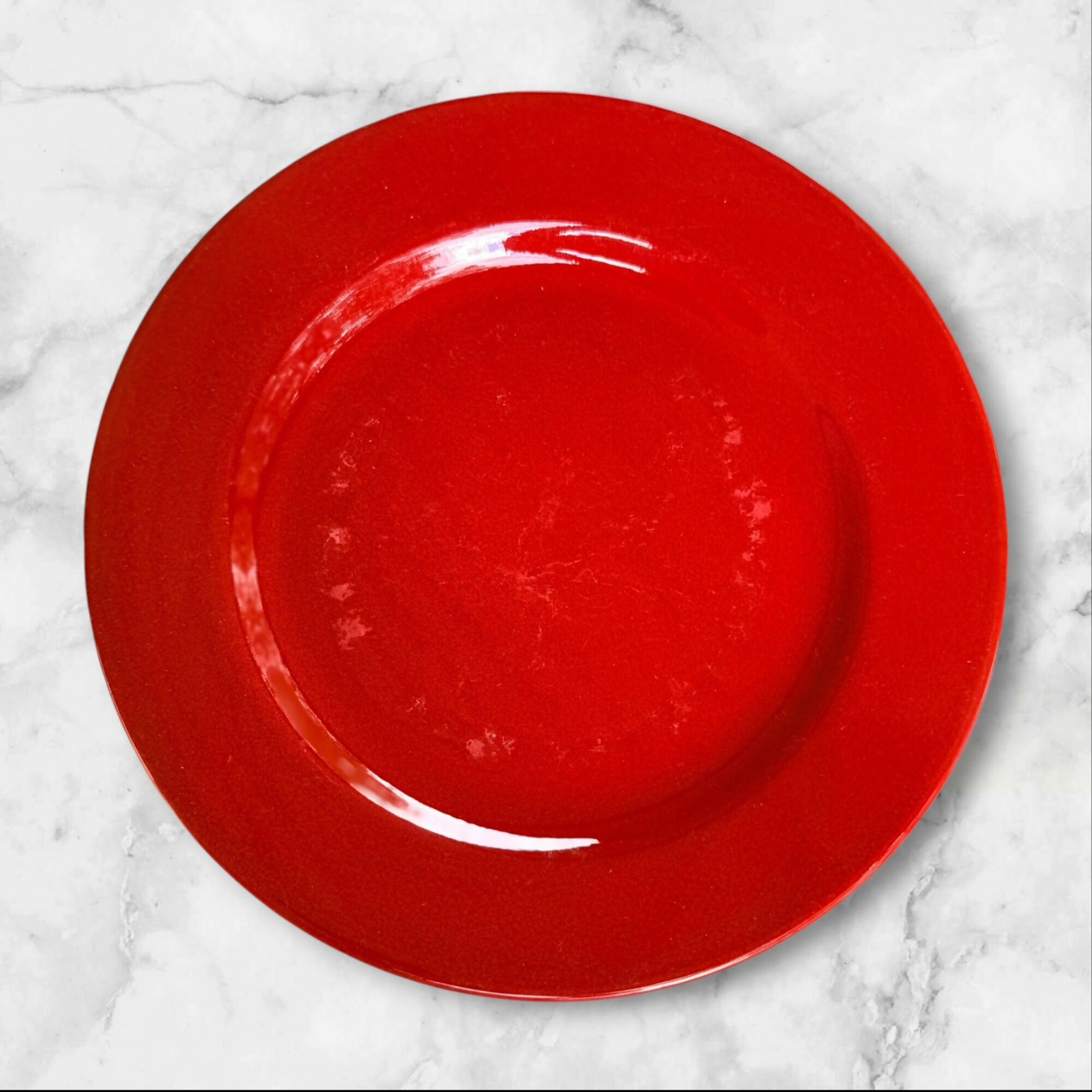 Pier 1 Red Collection Dinner Plates | Set of 4 | Made in Spain | Fair Condition