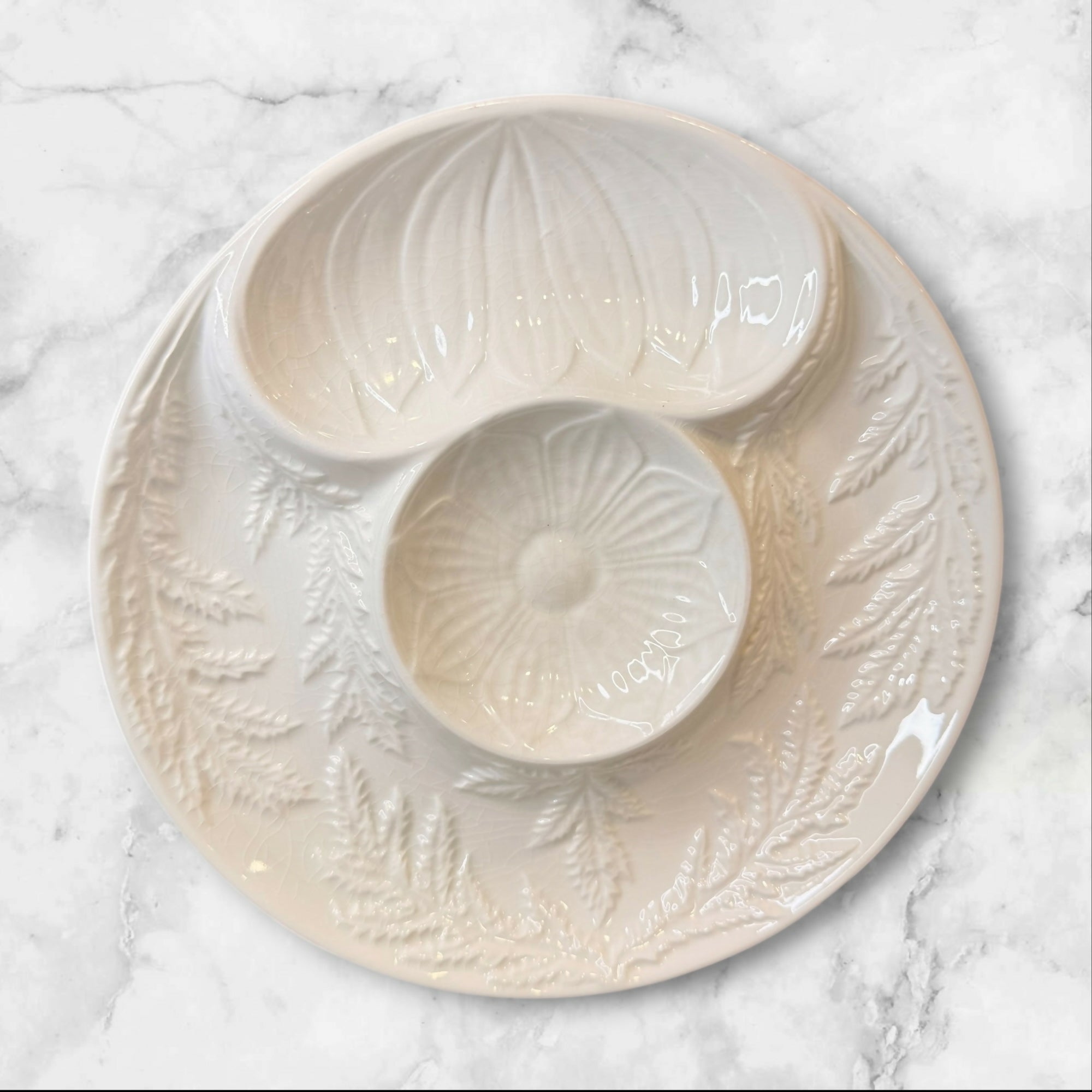 Artichoke Majolica Chip & Dip Serving Plates Set of 2 | Portugal | Vintage