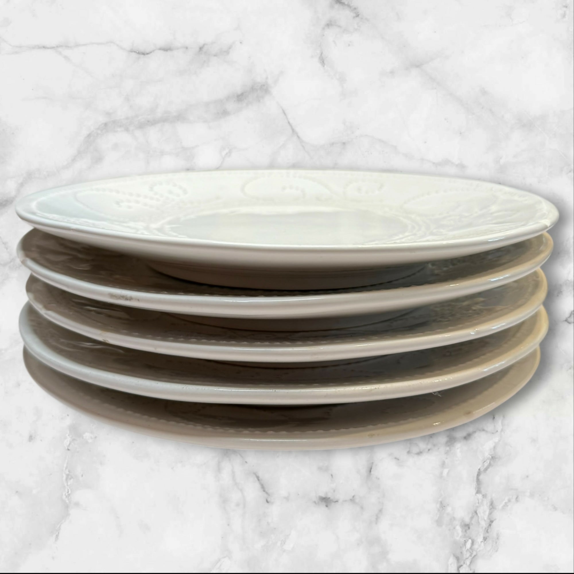 Sweet Ceramics SWZ1 White Salad Plates | Set of 5 | Gently Used