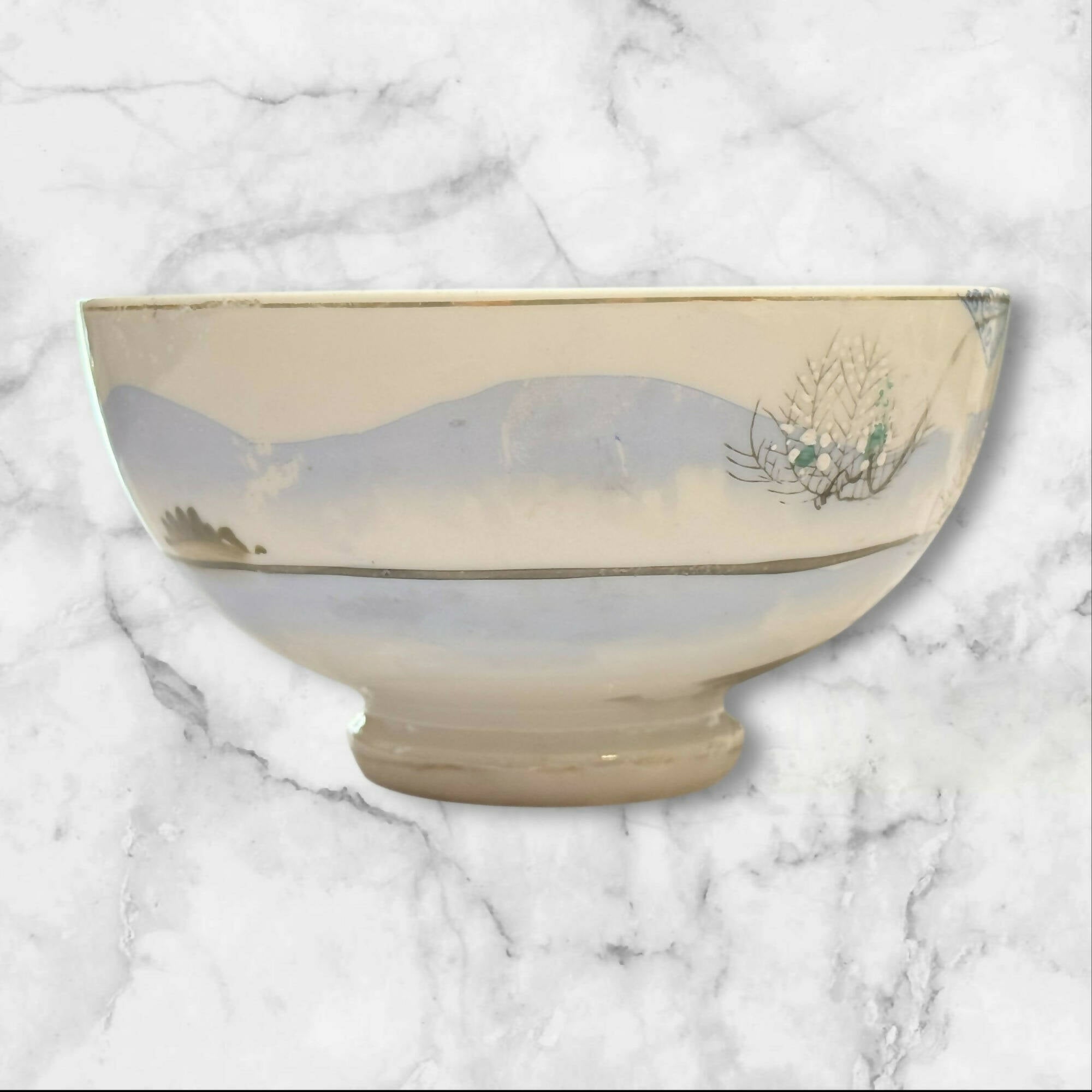 Vintage Japanese Kutani Hand Painted Porcelain Bowl | Gold Trim | Excellent
