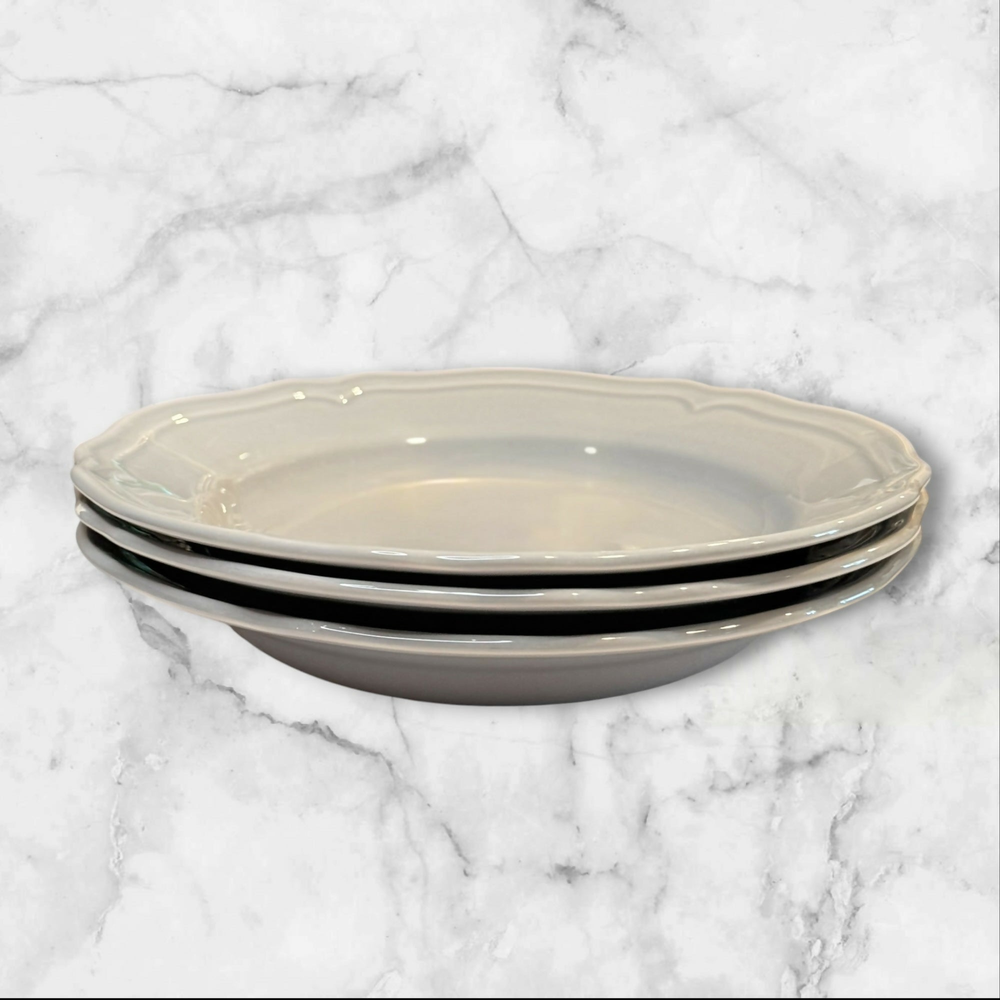 IKEA Arv Gray Scalloped Pasta Bowls Set of 3 Portugal Excellent Condition