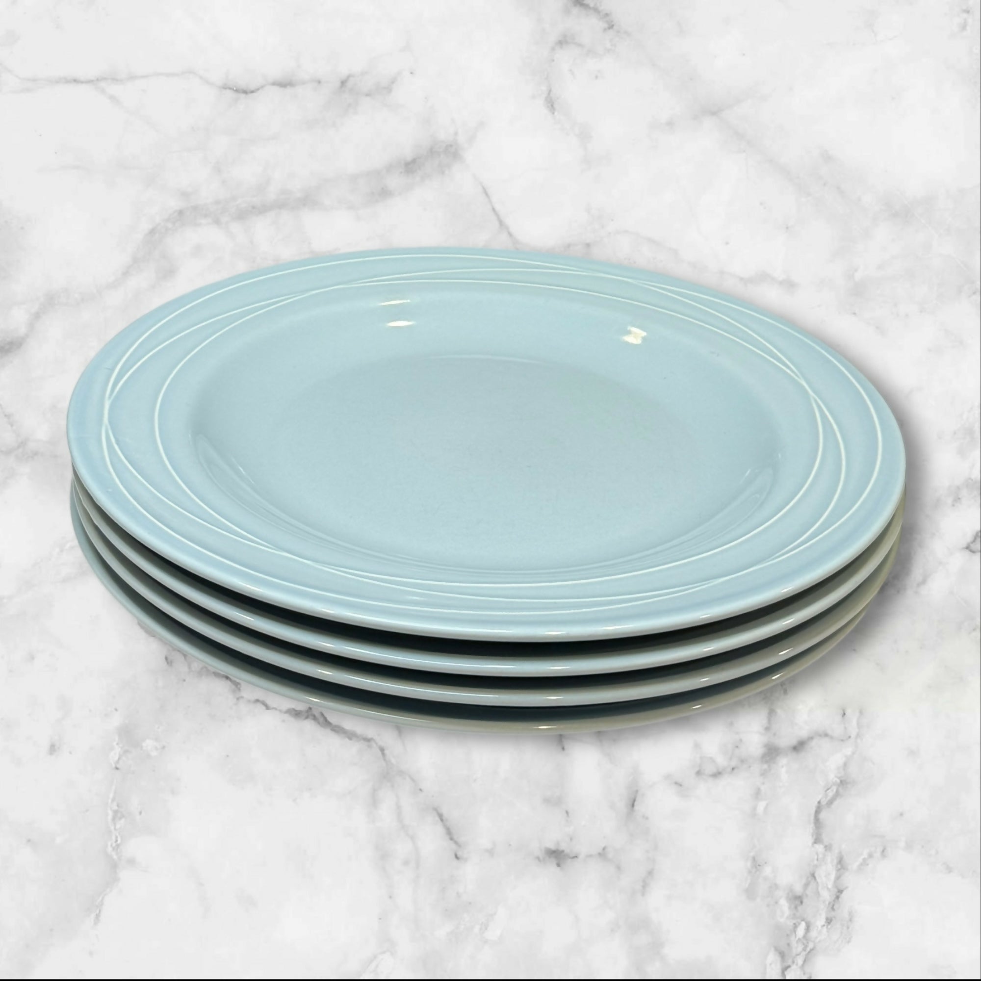Pottery Barn Spiral Light Blue Dinner Plates | Set of 4 | Excellent Condition X