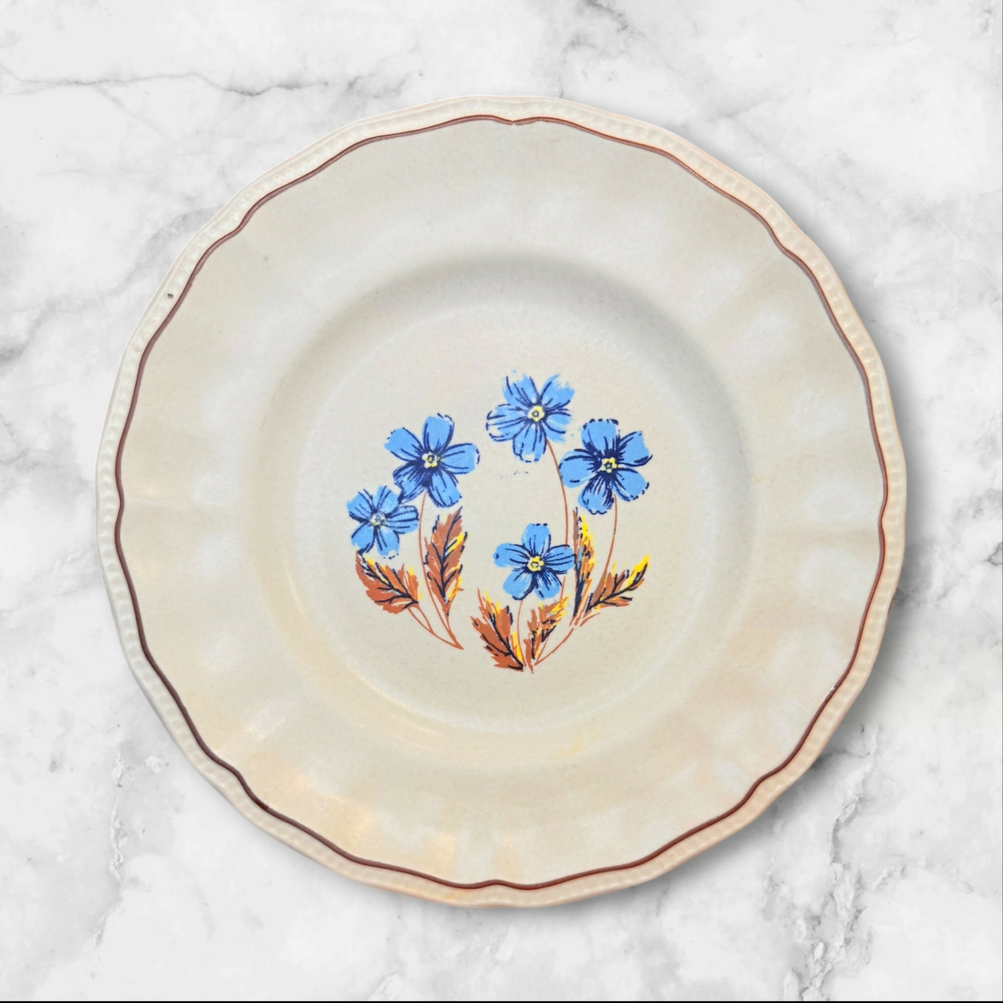 Kensington England Blue Floral Ironstone Dinner Plates Set of 4 | Good Condition