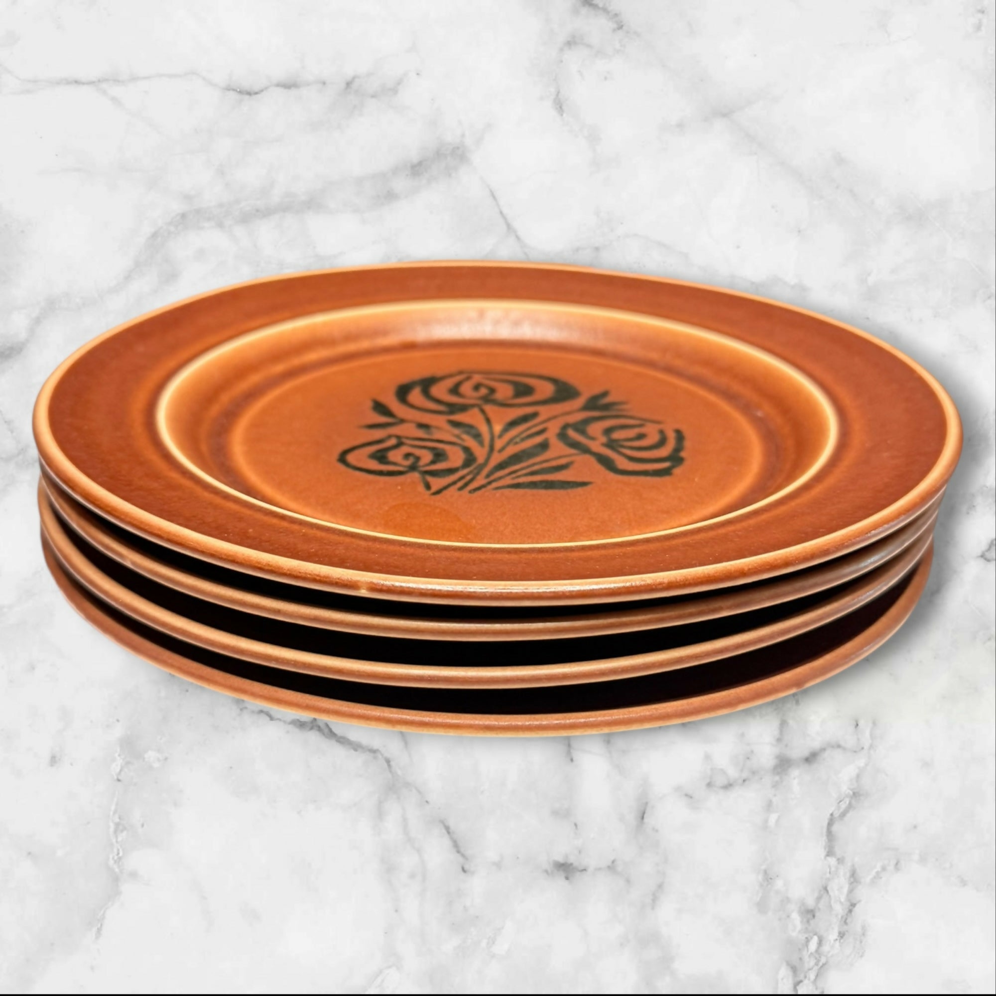 Independence Stoneware Rose Salad Plates Japan | Set of 4 | Excellent