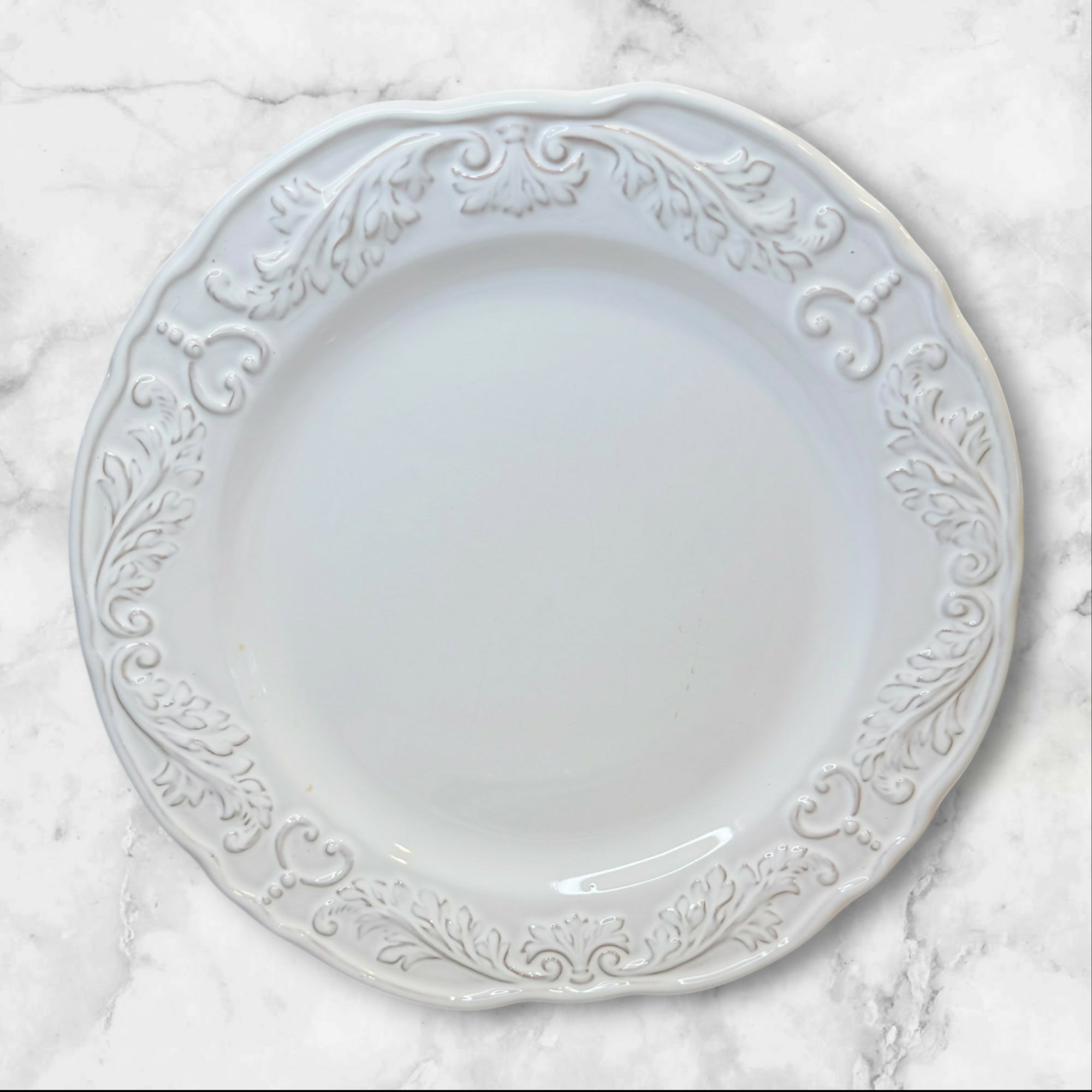 World Market White Provencal Dinner Plates | Gently Used Set of 5