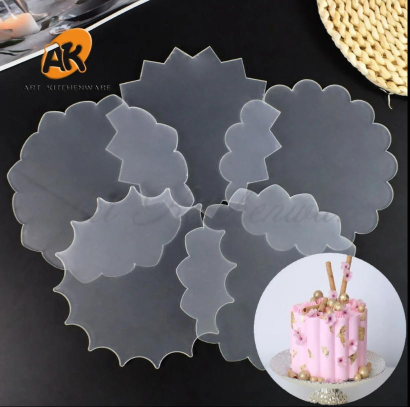 Anygleam Acrylic Cake Disc 2PC Clear Starbust Polygon Plexiglass Board Baking Pastry Tools