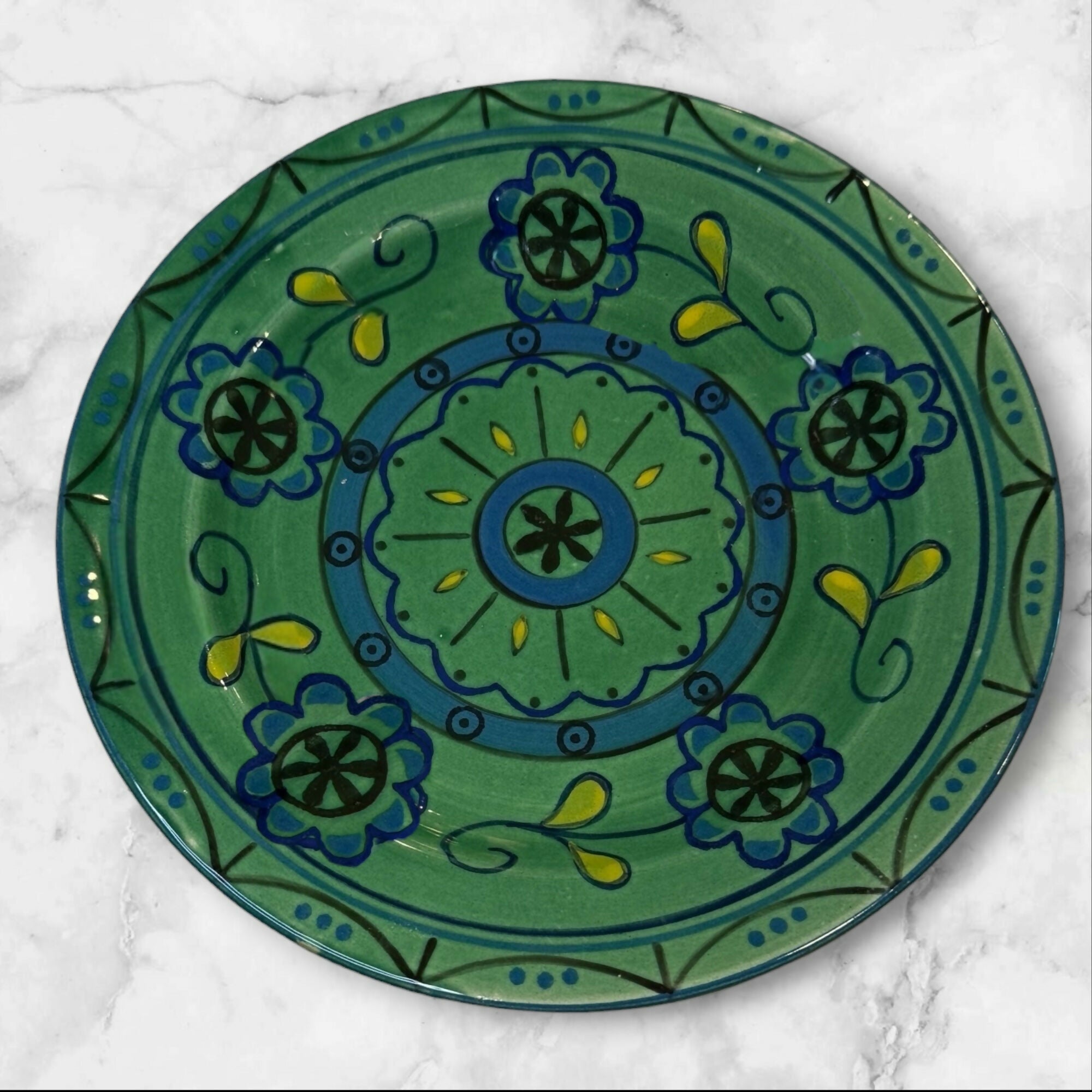 Anthropologie Hand Painted Boho Dinner Plates | Set of 4 | Excellent