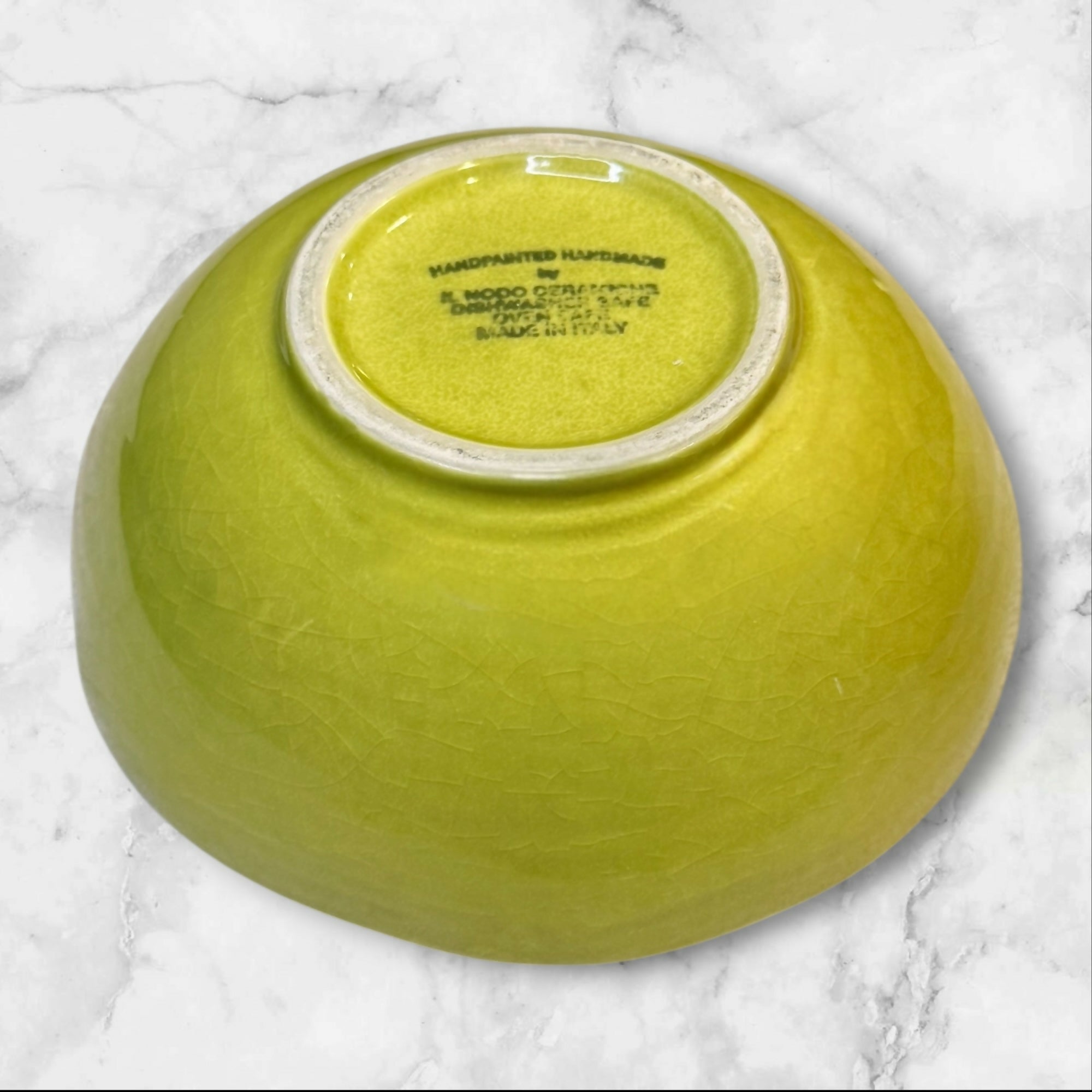 Il Hodo Ceramiche Rustic Lime Green Artisan Bowls Set of 4 Italy Gently Used