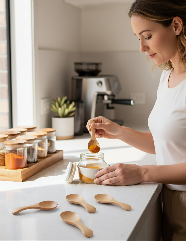 Anygleam Natural Wood 10 pcs Wooden Kitchen Spoon Kitchen Tableware