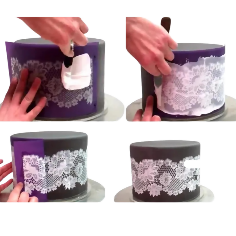 Anygleam Fondant Stencil Purple Butterfly Flower Mesh Lace Mould Cake Baking Tools