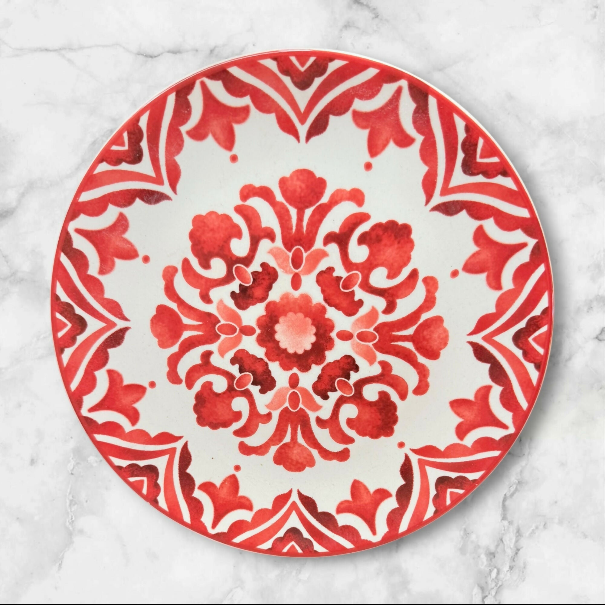 Sur La Table Heat & Soul Red Floral Salad Plates | Set of 4 | Good Condition