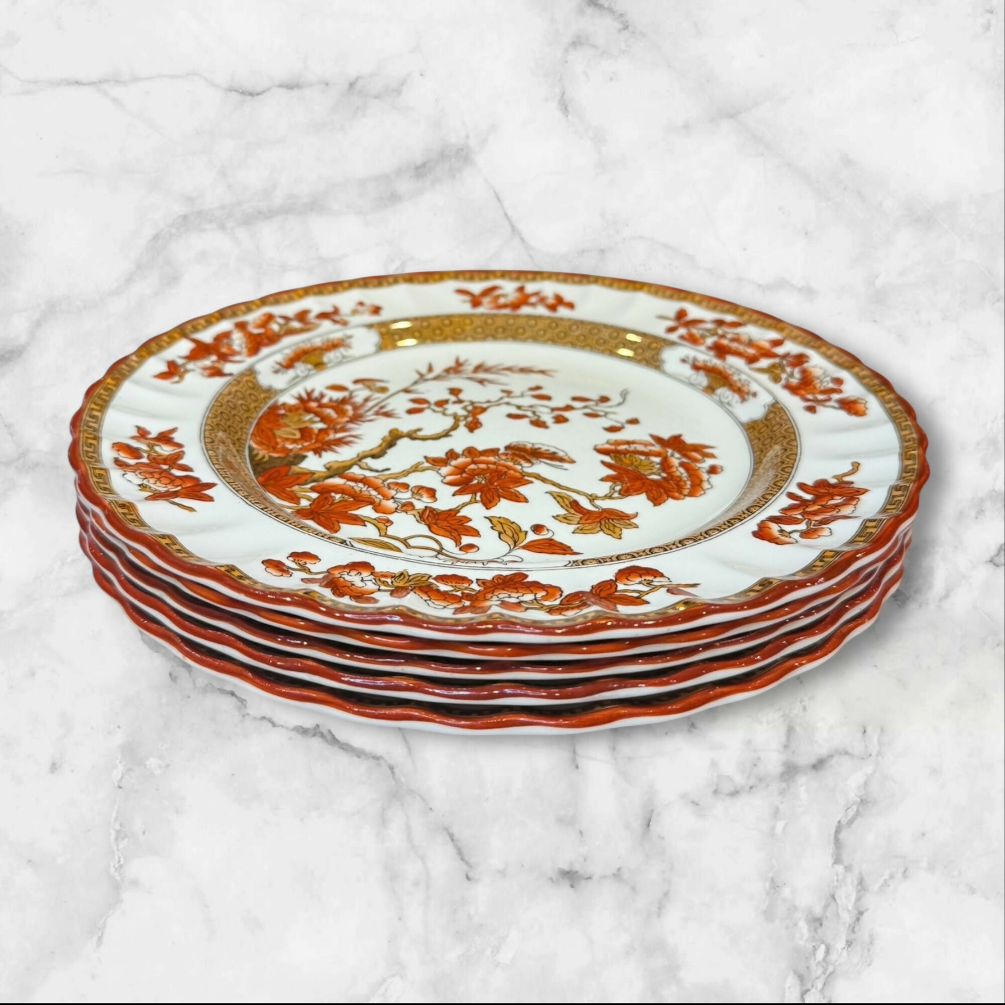 Spode Indian Tree Orange Rust Dinner Plates | Set of 2 | Great Condition