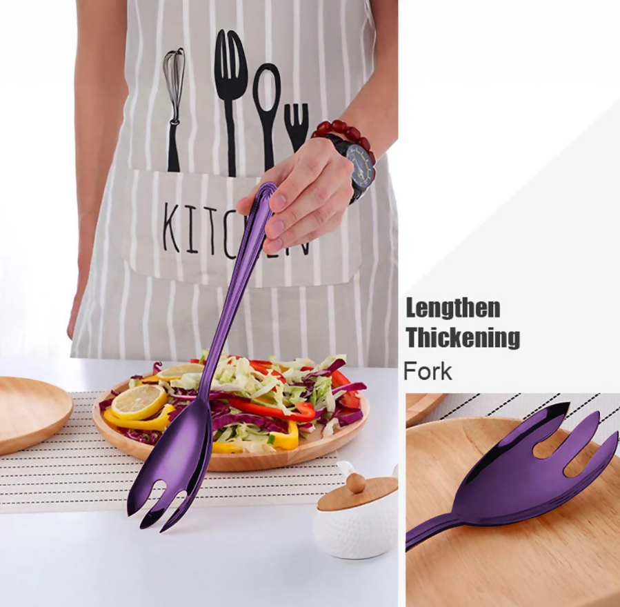 Anygleam Purple Giant Spoon & Fork Set – 2-Piece Stainless Steel