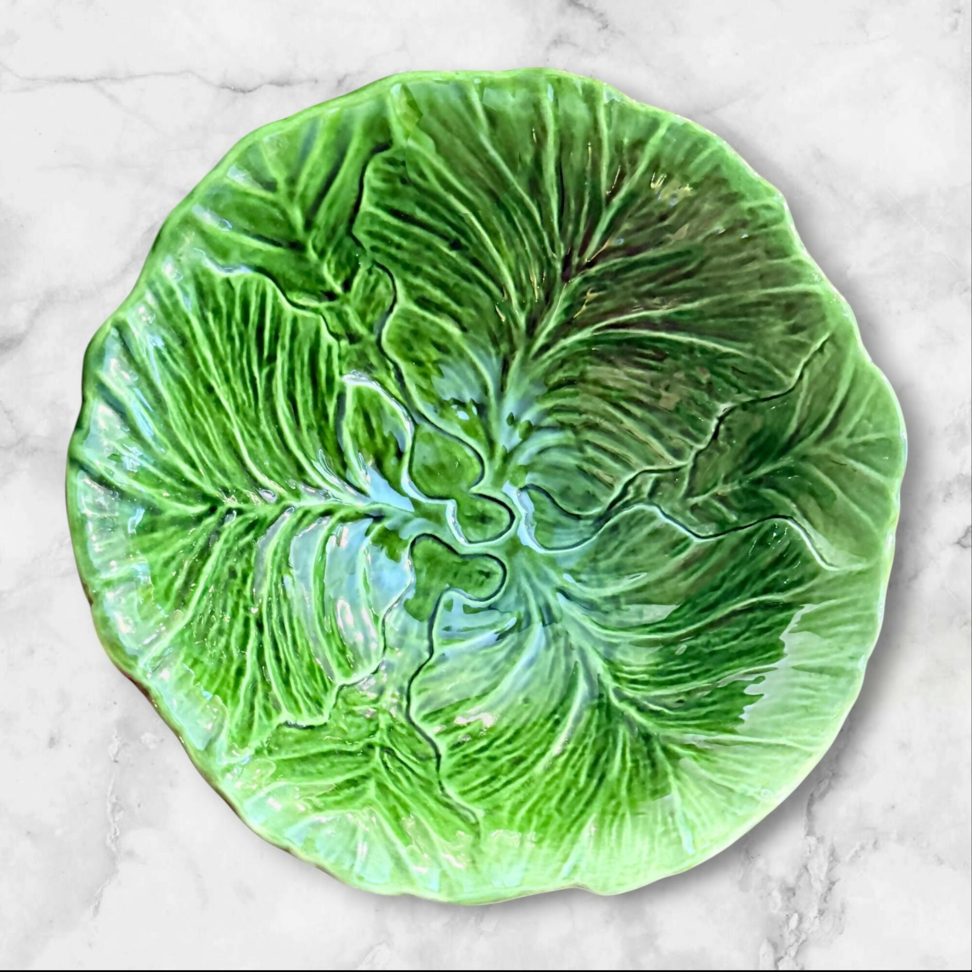 Los Angeles Pottery Cabbage Leaf Serving Bowl | Vintage Green | Great Condition