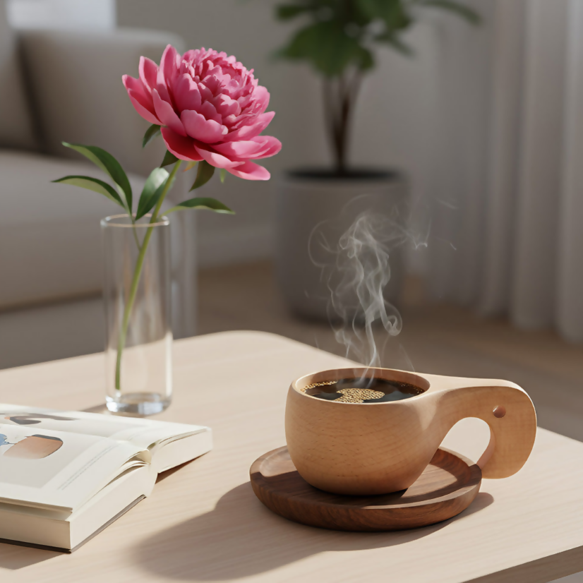 Anygleam Brown Style 3 Wooden Cup Coffee Mug Kitchen Tools Accessories
