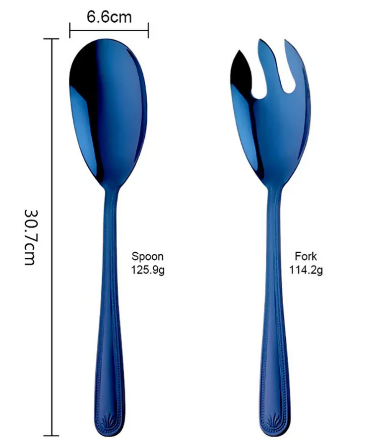 Anygleam Blue Giant Spoon & Fork Set – 2-Piece Stainless Steel
