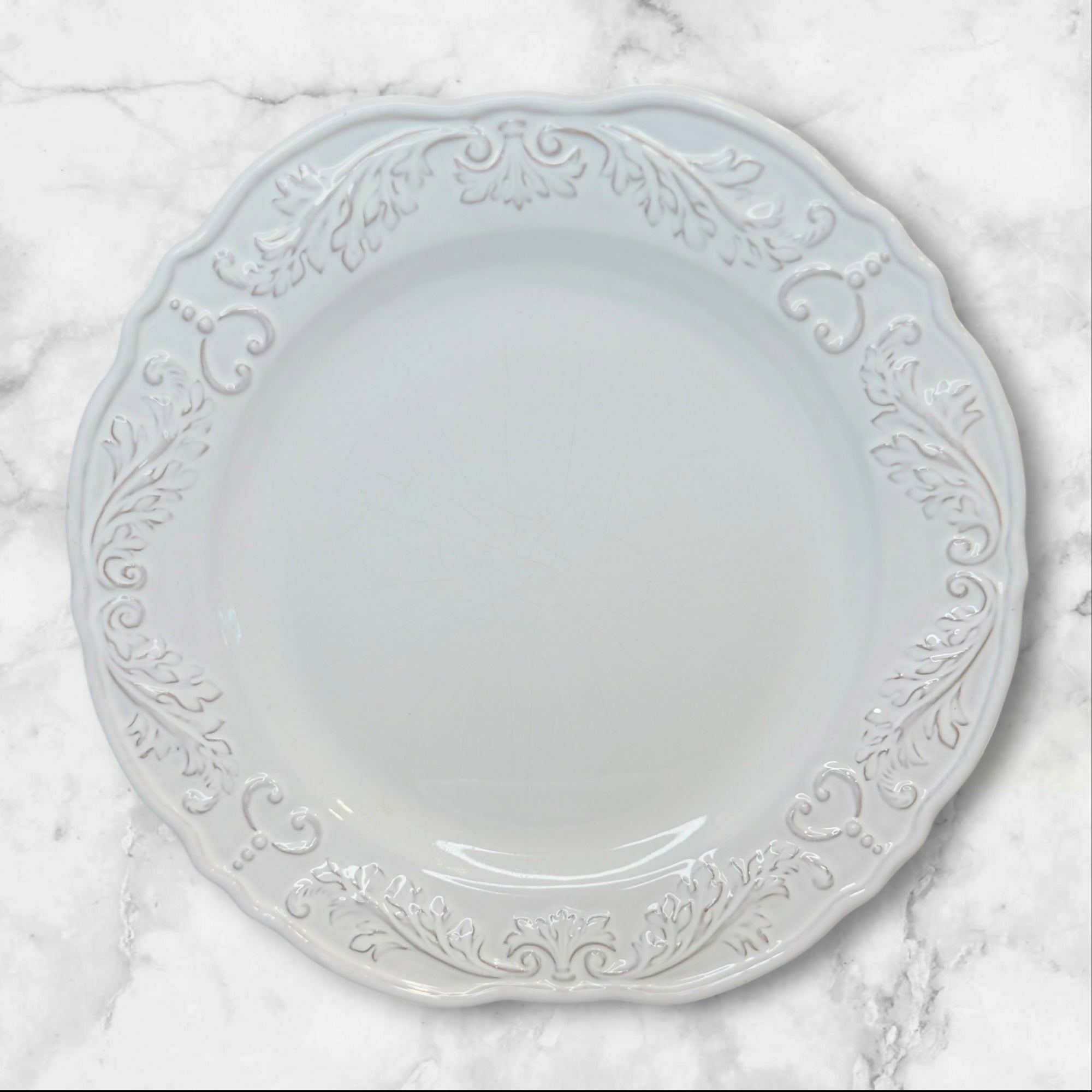 World Market White Provencal Dinner Plates | Gently Used Set of 5
