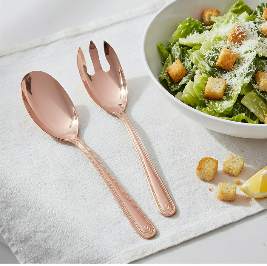Anygleam Rose Gold Giant Spoon & Fork Set – 2-Piece Stainless Steel