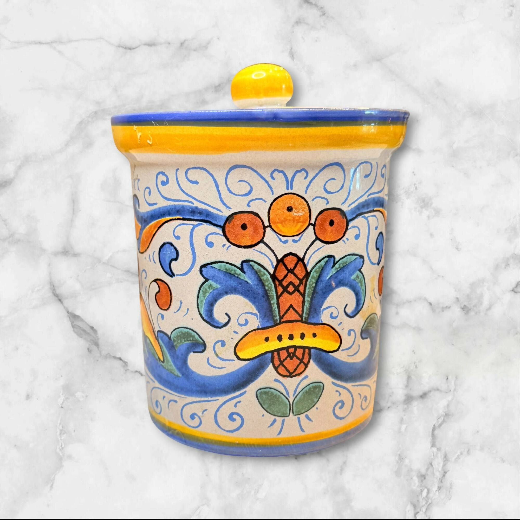 Ricco Deruta Hand Painted Italian Canister Jar | Excellent Condition