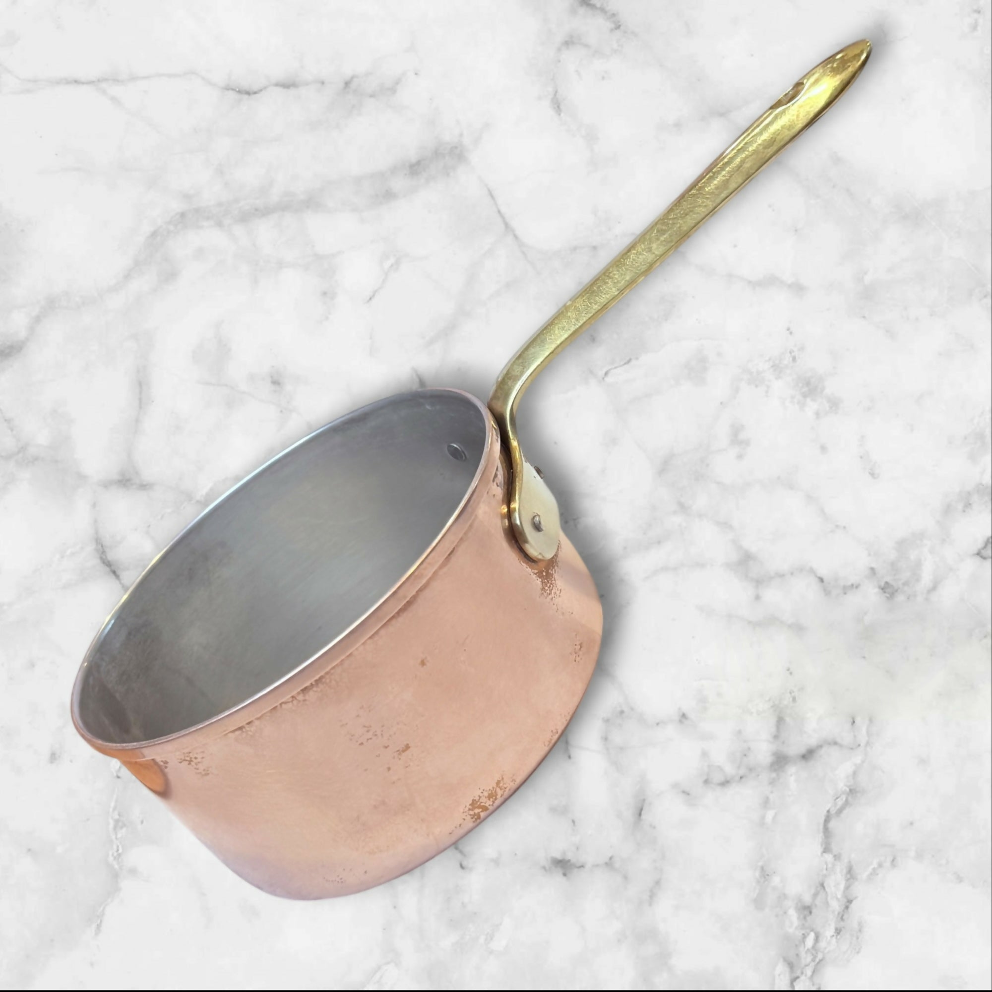 Made in Portugal Copper Saucepans | Set of 2 | Brass Handles | Good Condition