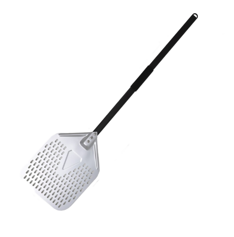 Anygleam Pizza Shovel 25cm X 106cm Silver for Perforated Peel with Metal Handle Oven Turning Baking Accessory