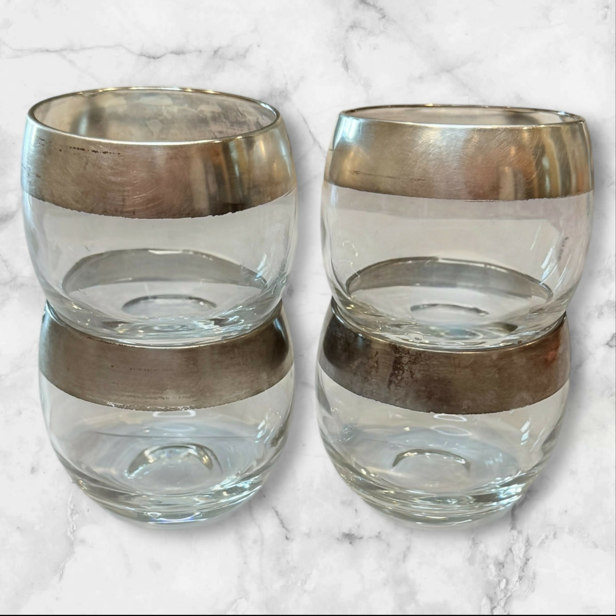 Dorothy Thorpe Silver Band Roly Poly Glasses | Set of 4 | Good Condition