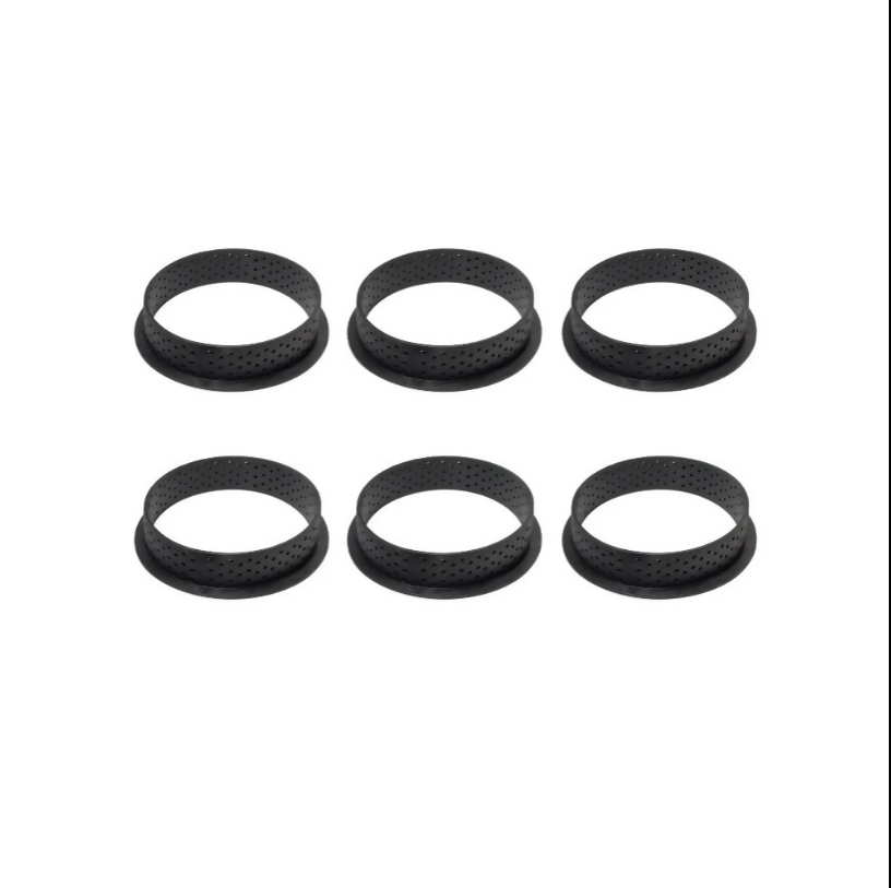 Anygleam Mousse Molder Set Black Round Shape Cutter Perforated Ring Cake Baking Non Stick Equipment