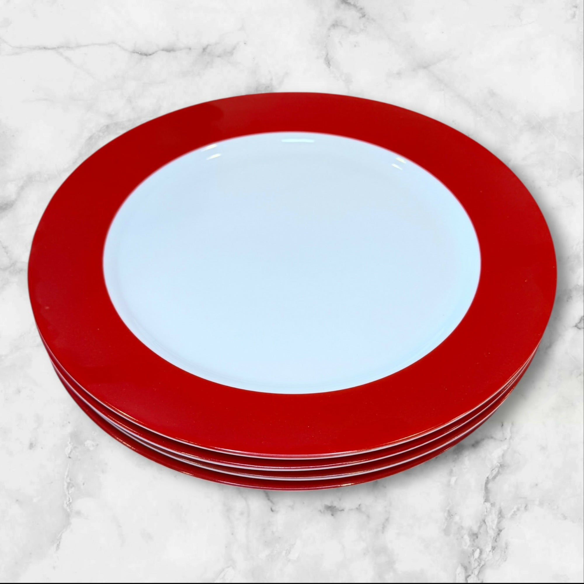 Ten Strawberry Street Red Rim Charger Plates 12.25” | Set of 4 | EUC