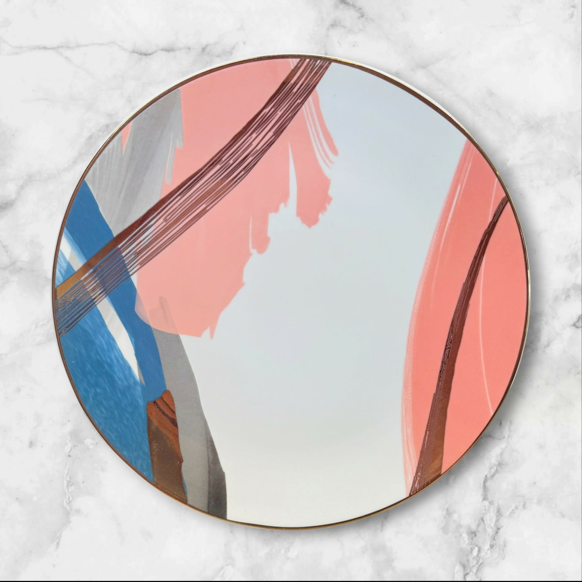 West Elm Brushstroke Abstract Dinner Plates | Set of 4 | Excellent Condition