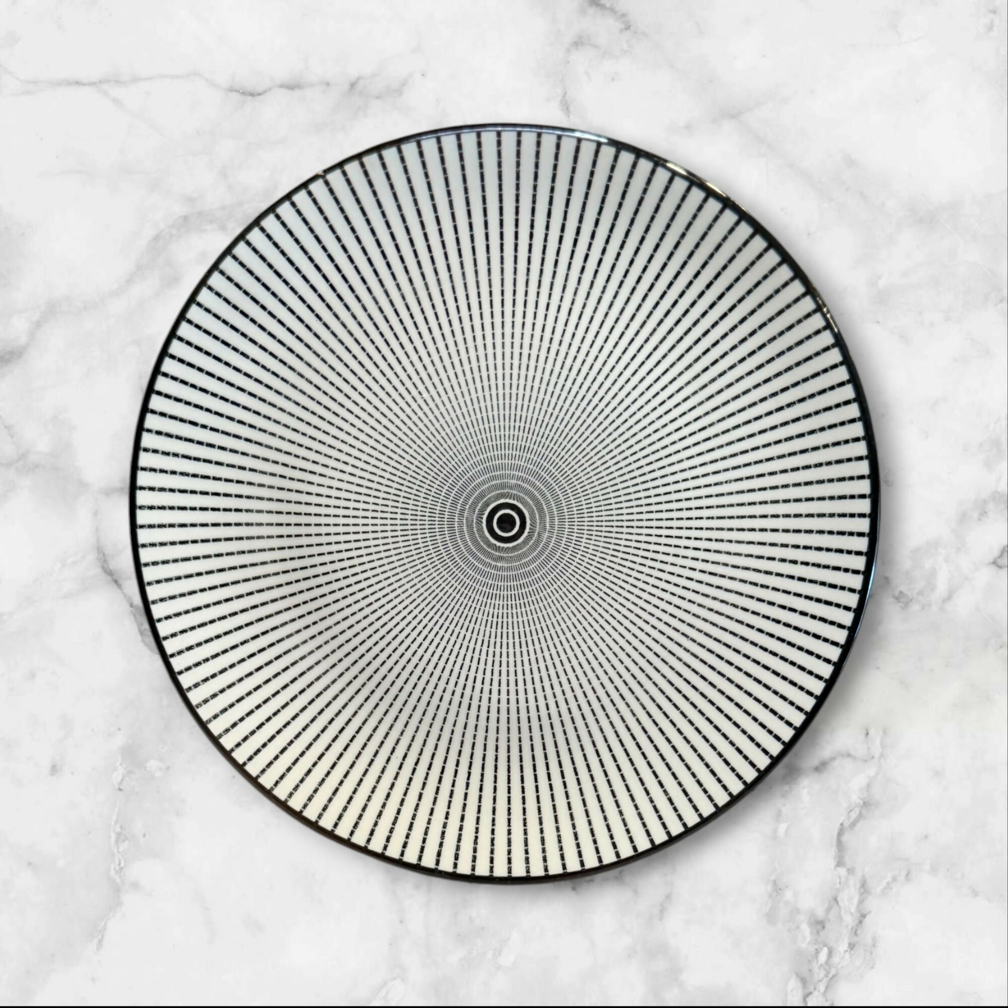 Royal Norfolk Black Radial Stripe Dinner & Salad Plates | Set of 8 | Excellent