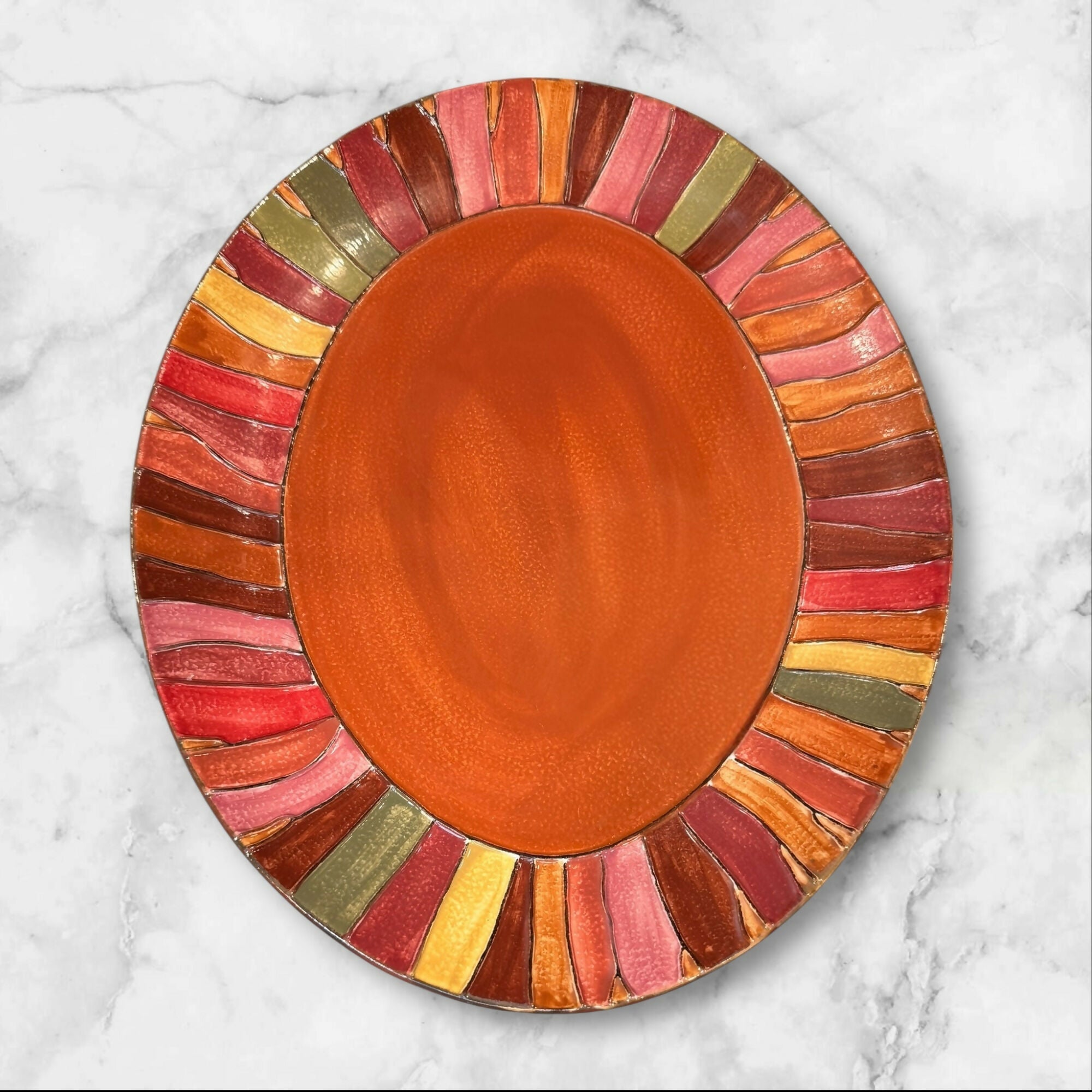 Pier 1 Wavy Stripe Oval Serving Platter | 16” x 13” | Excellent Condition