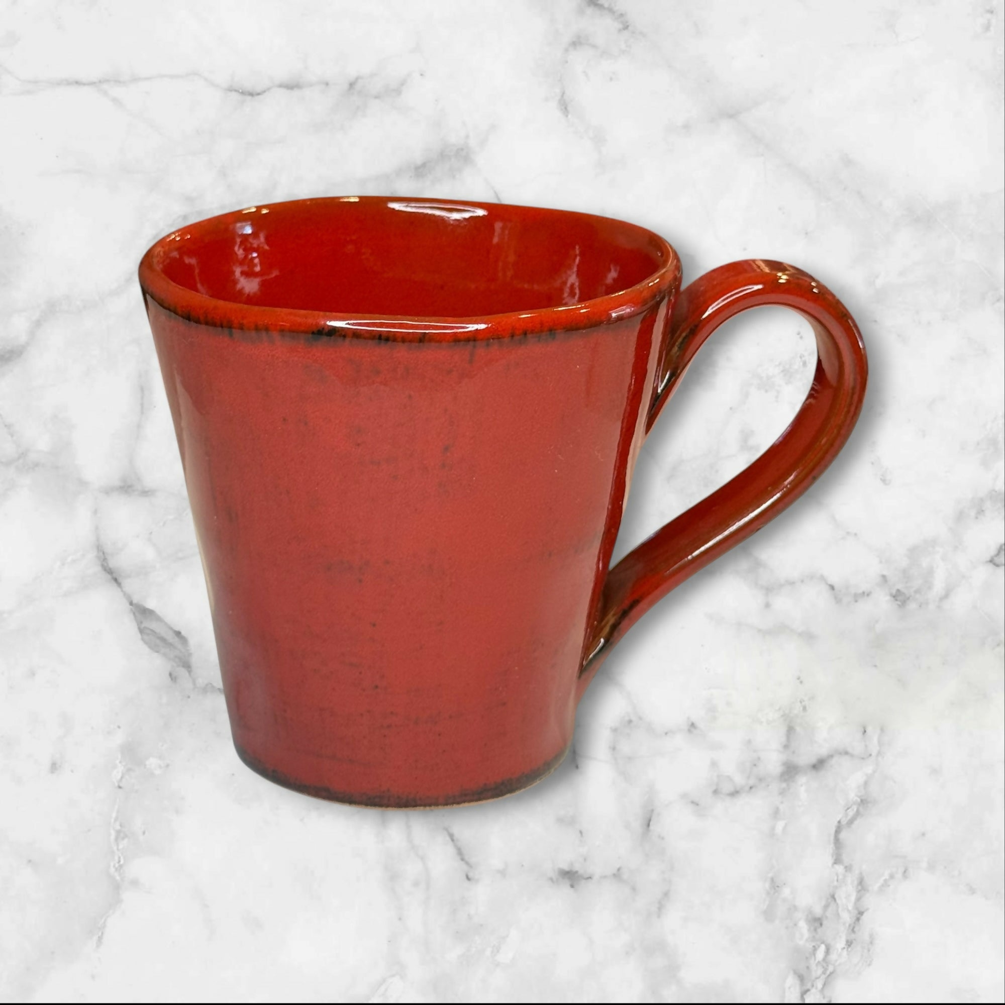 Crate & Barrel Camden Rustic Red Freeform Mugs | Set of 4 | Excellent Condition