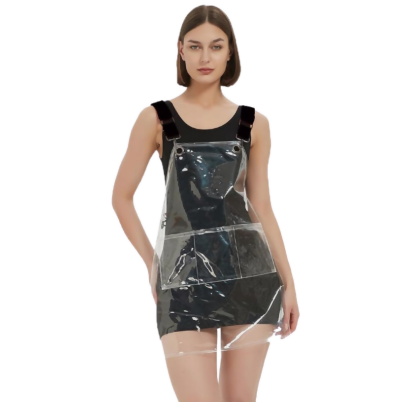 Anypron Black Ribbon Waterproof TPU Apron Oilproof for Barber Salon
