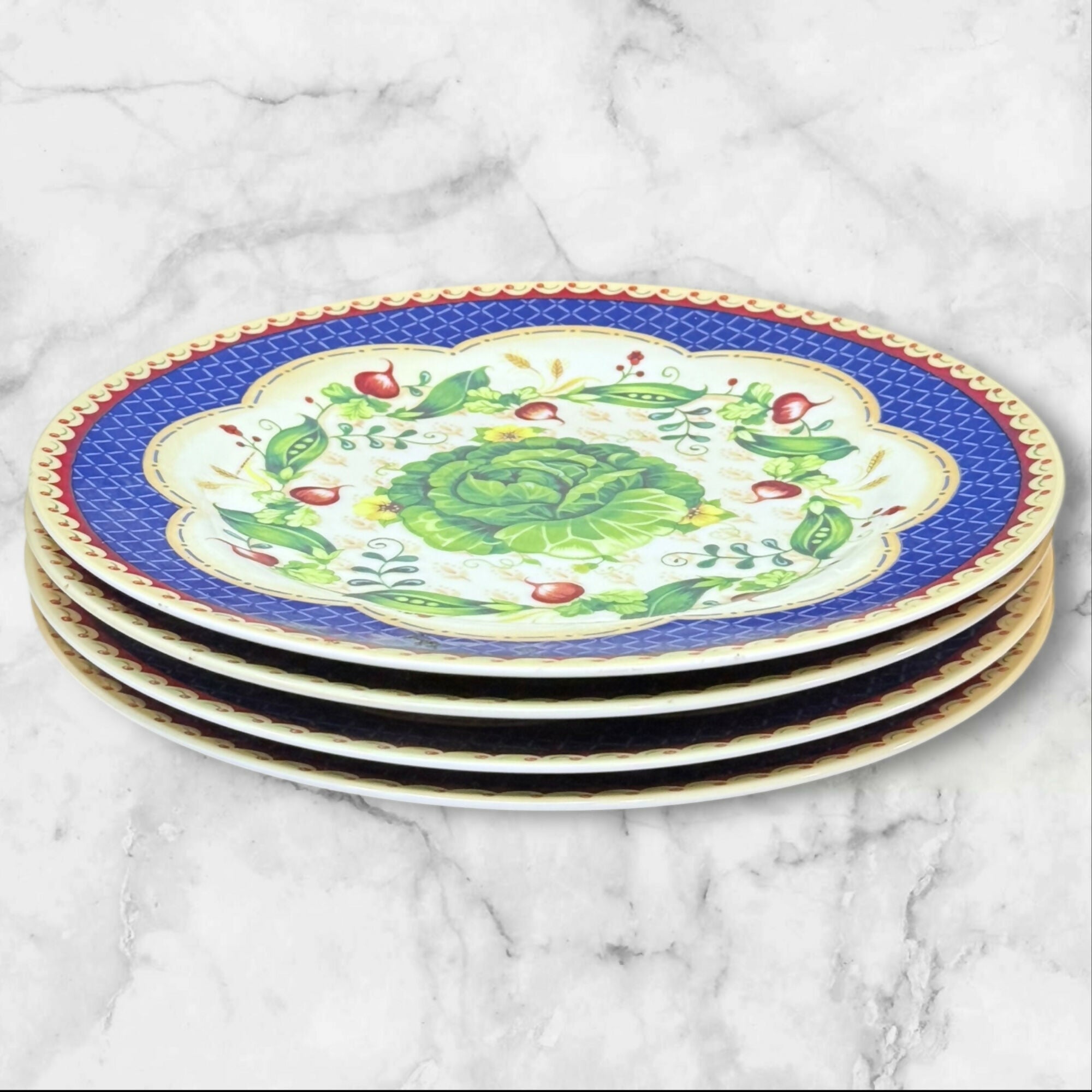 Andrea by Sadek Le Jardin Dinner Plates | Set of 4 Veggie Designs | Excellent Condition