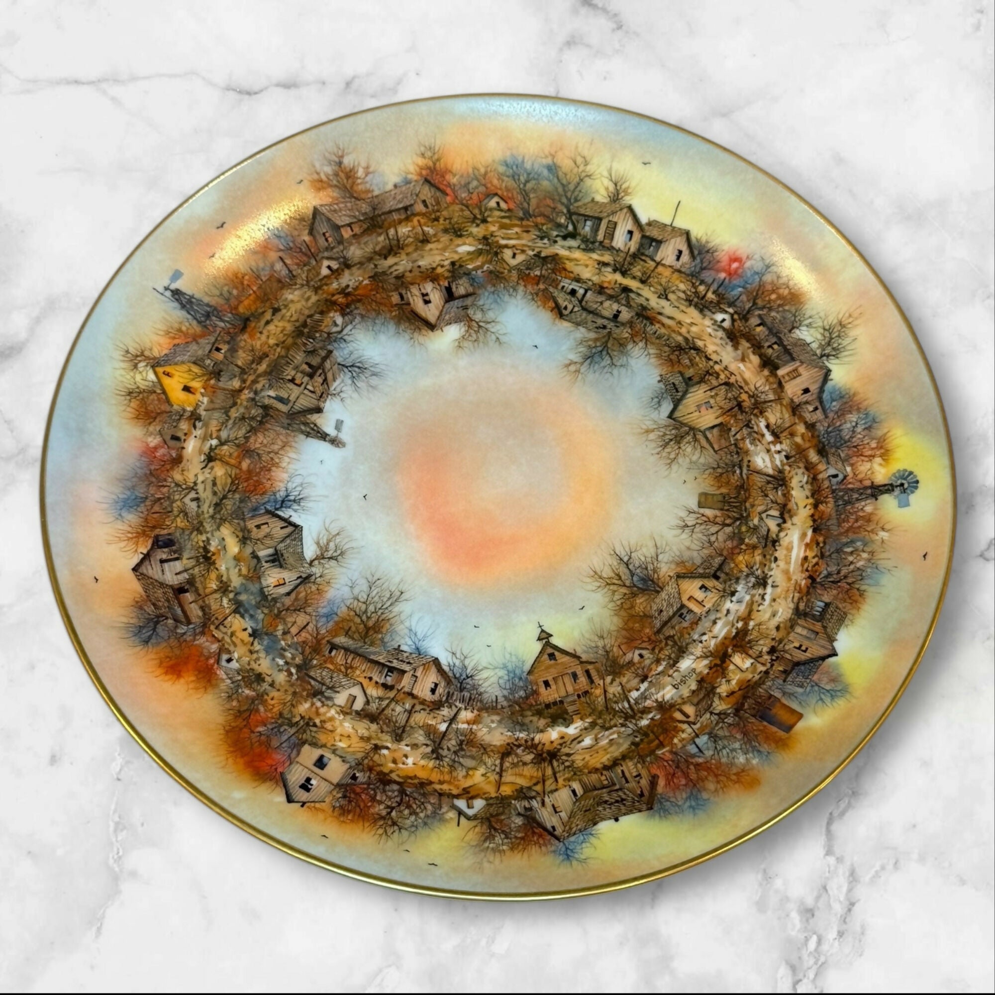 Jerold Bishop Autumn Back Home Plate | Turn Turn Turn Series | FAME | Exc w/ Box