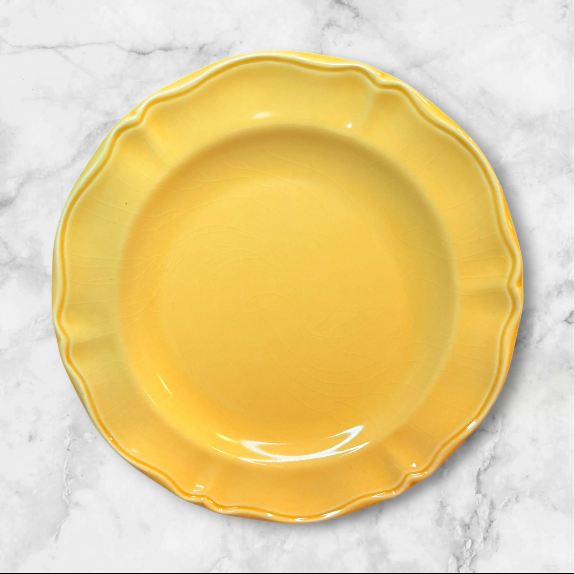 Varages France Yellow Scalloped Salad Plates Set of 6 | Great Condition