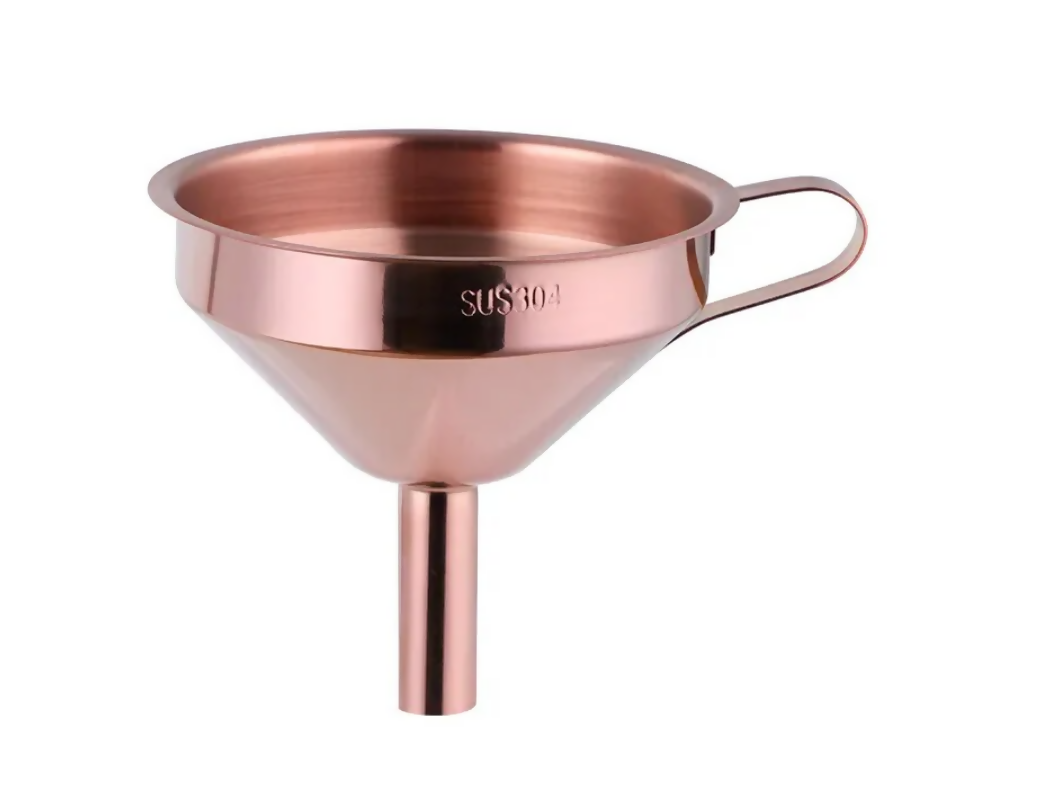 Anygleam Stainless Steel Funnel with Detachable Strainer –1 Pc Rose Gold Wide Cone Mouth for Small Jars, Silver Kitchen Utensil