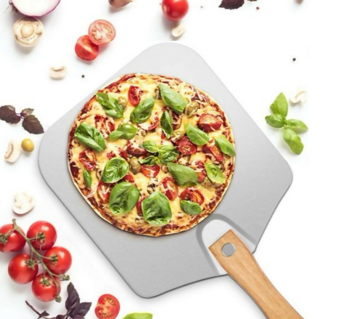 Anygleam 35.5x30.5cm Pizza Cutter and Shovel With Foldable Wooden Handle Bakeware Kitchen Tools No Oxidation