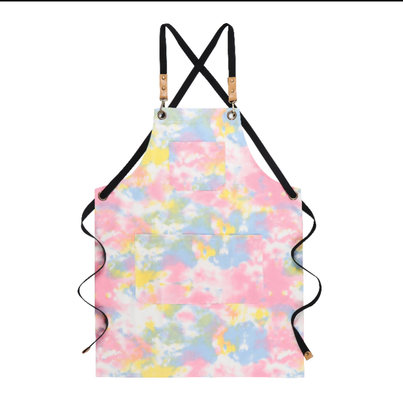 Anypron Green Tie-Dye Cotton Apron Unisex for Cafe Restaurant Waiter