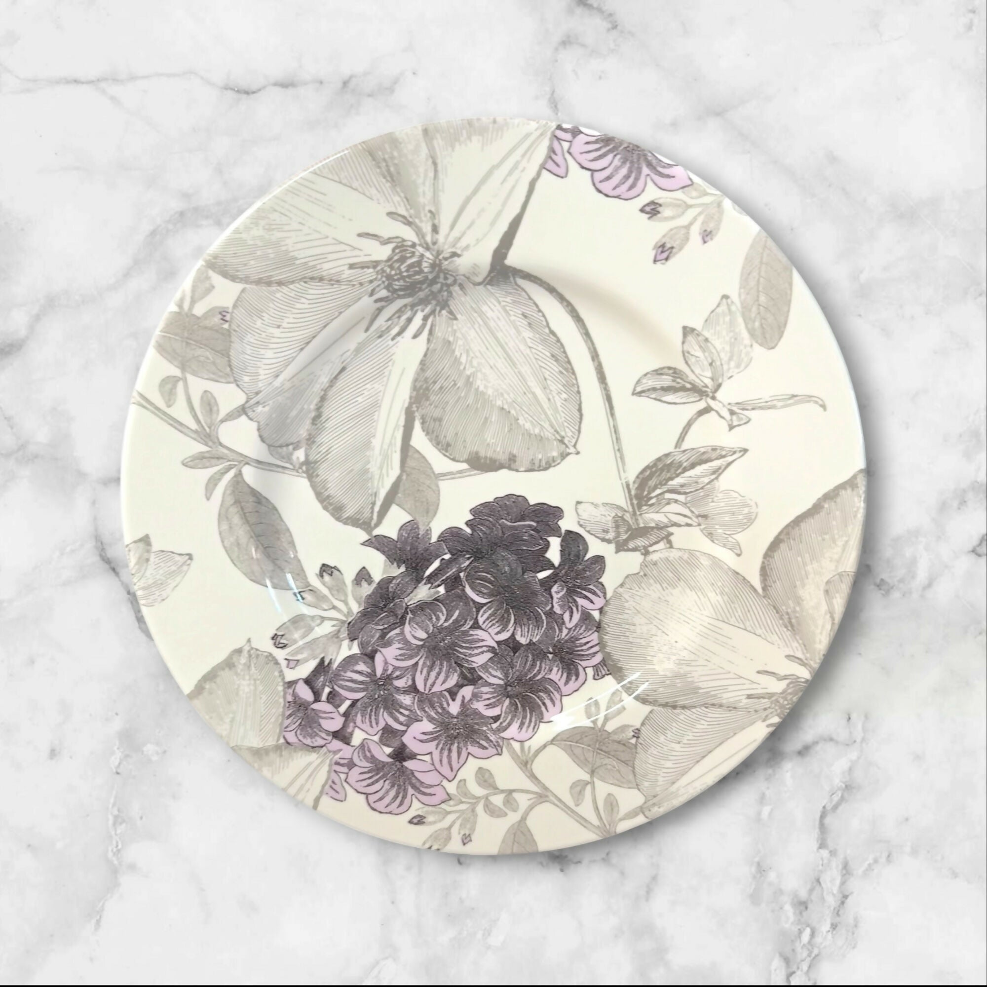 Andrew Tanner Clematis Purple Dinner Plates | Set of 6 | Good Used Condition