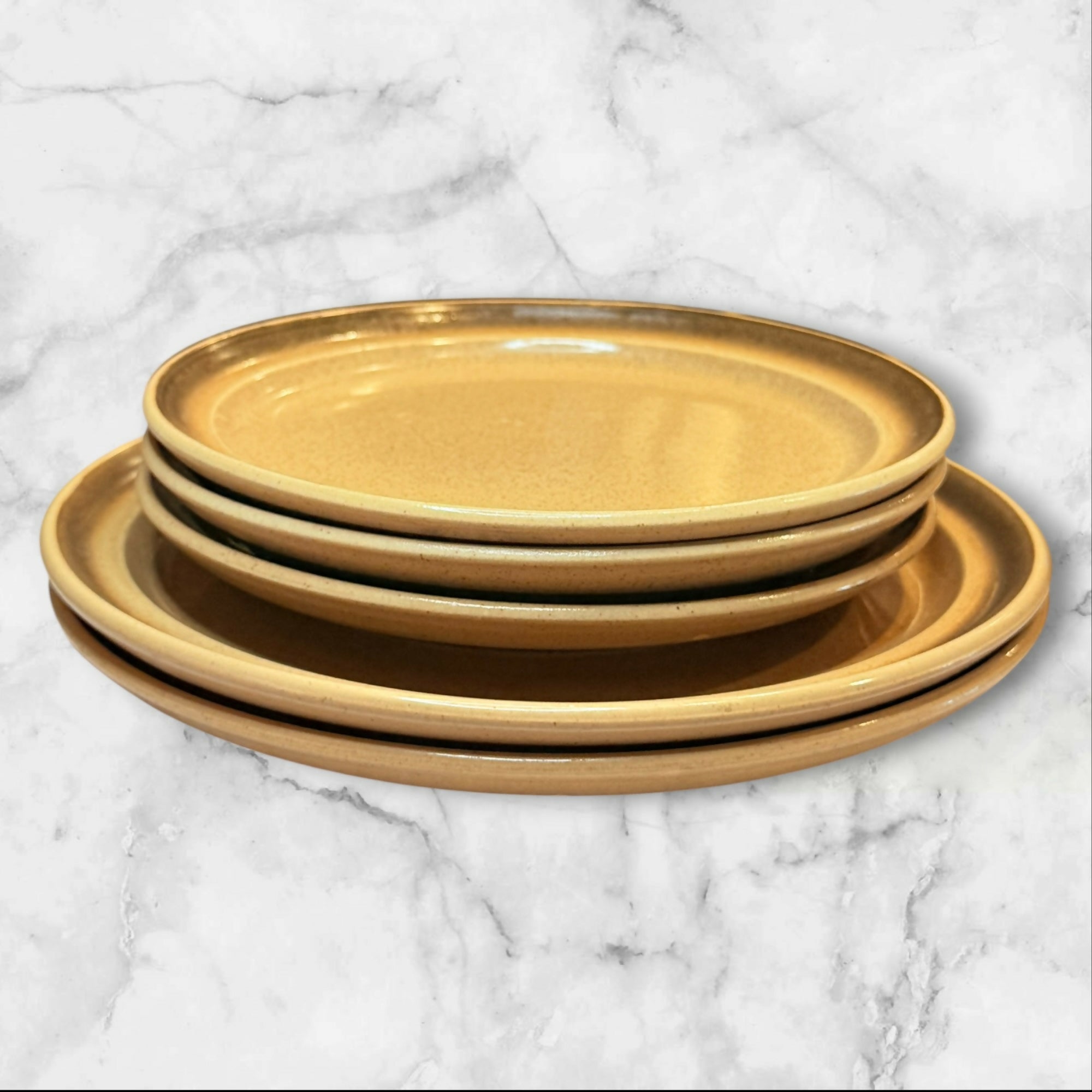 Anchor Hocking Pecan Dinner & Salad Plates Set of 5 | Vintage Stoneware