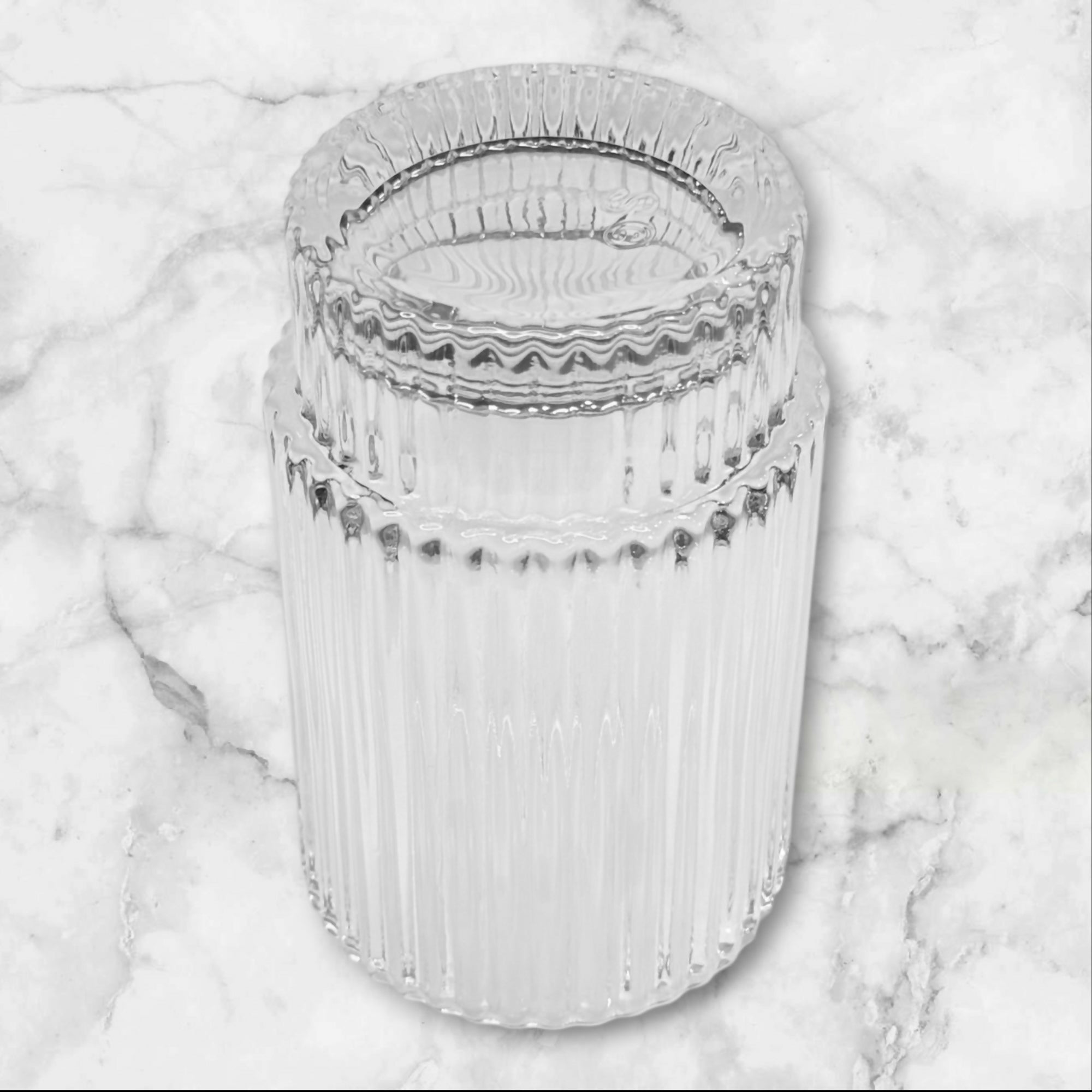 Ribbed Clear Glass Highball Tumblers | Set of 4 | Excellent Condition