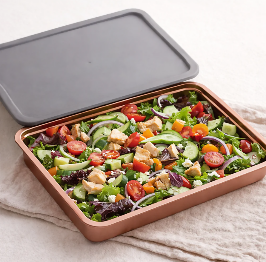 Anygleam Rose Gold 2Pcs Food Grade Stainless Steel Crisper Box Food Storage with Lid