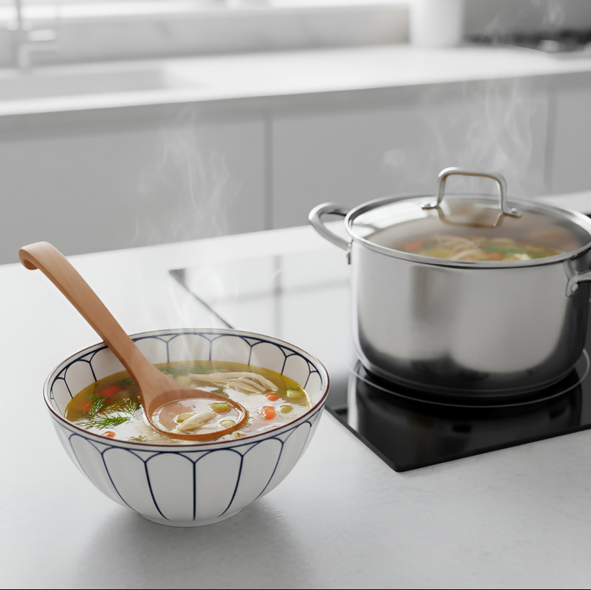 Anygleam Natural Beech Wood 2pcs Wooden Spoon Soup Kitchen Tableware
