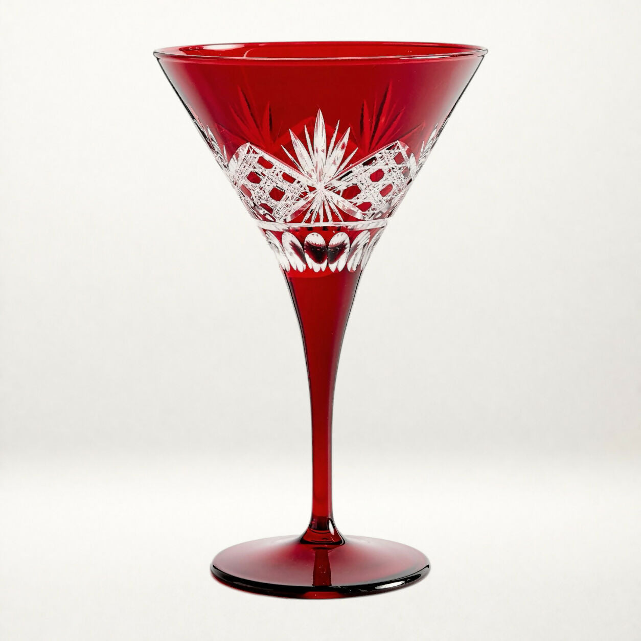 Pottery Barn Antique Cut Martini Glasses Red | Set of 4 | Excellent Condition
