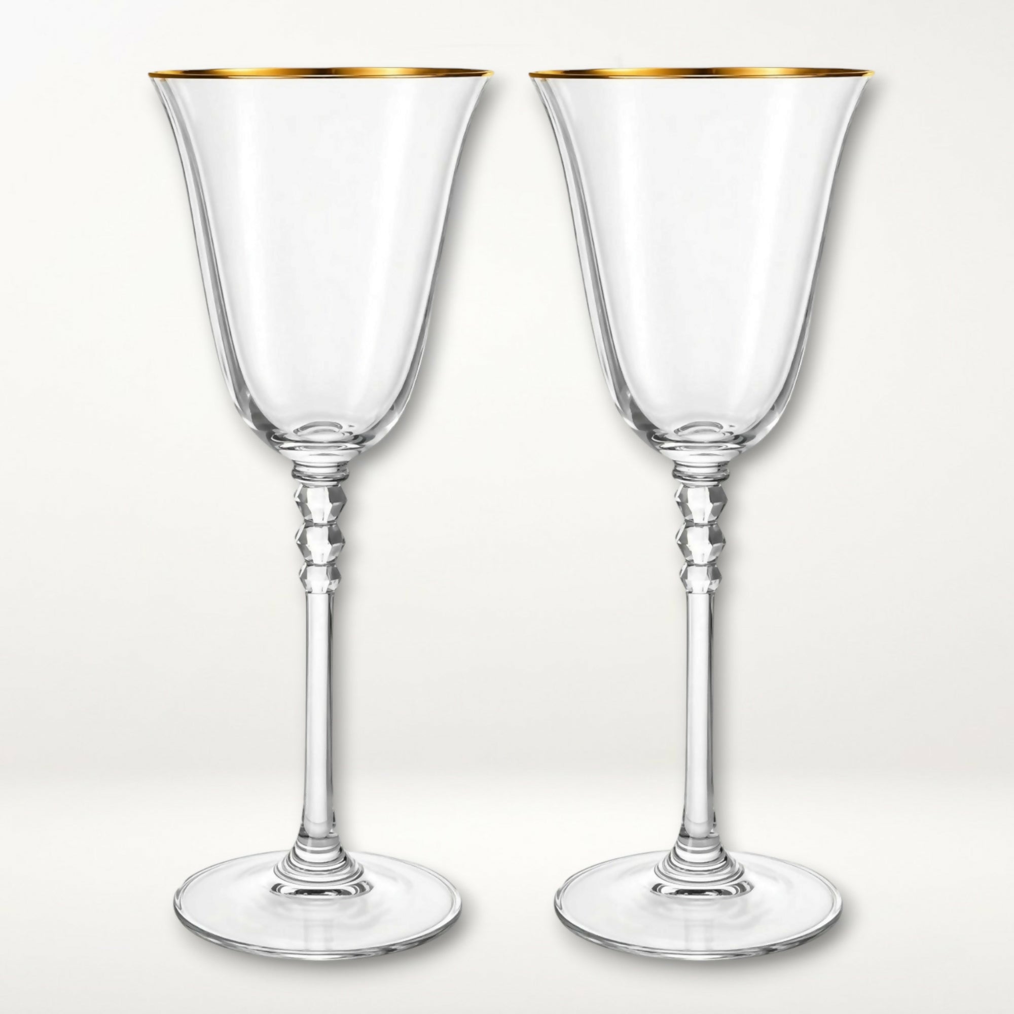 Mikasa Sonata Gold Wine Glasses | Set of 2 | Gold Rim Crystal Stemware