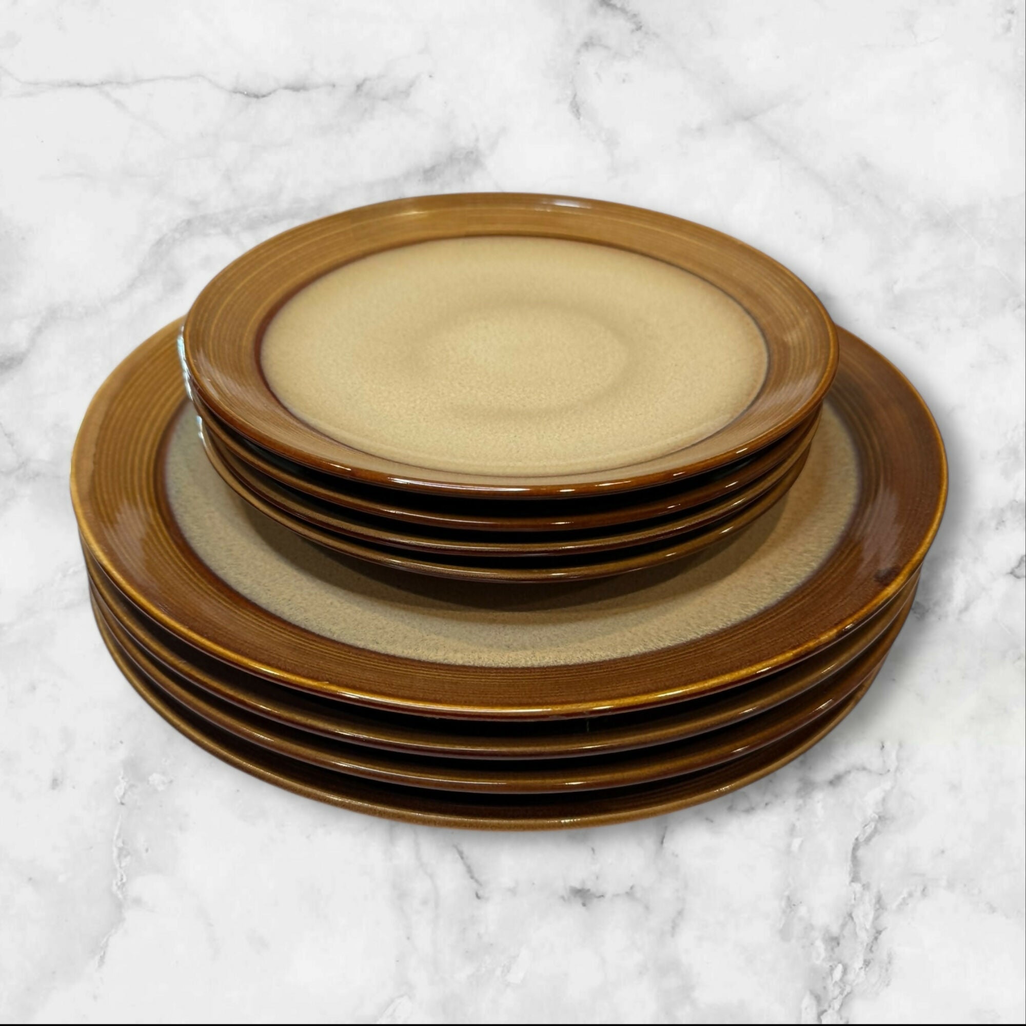 Sango Roma Caramel Dinner & Salad Plates | Set of 8 | Excellent Condition